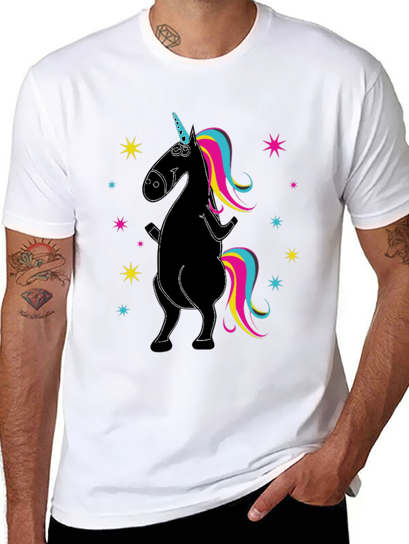 Unicorn Graphic Print Crew Neck T-Shirt