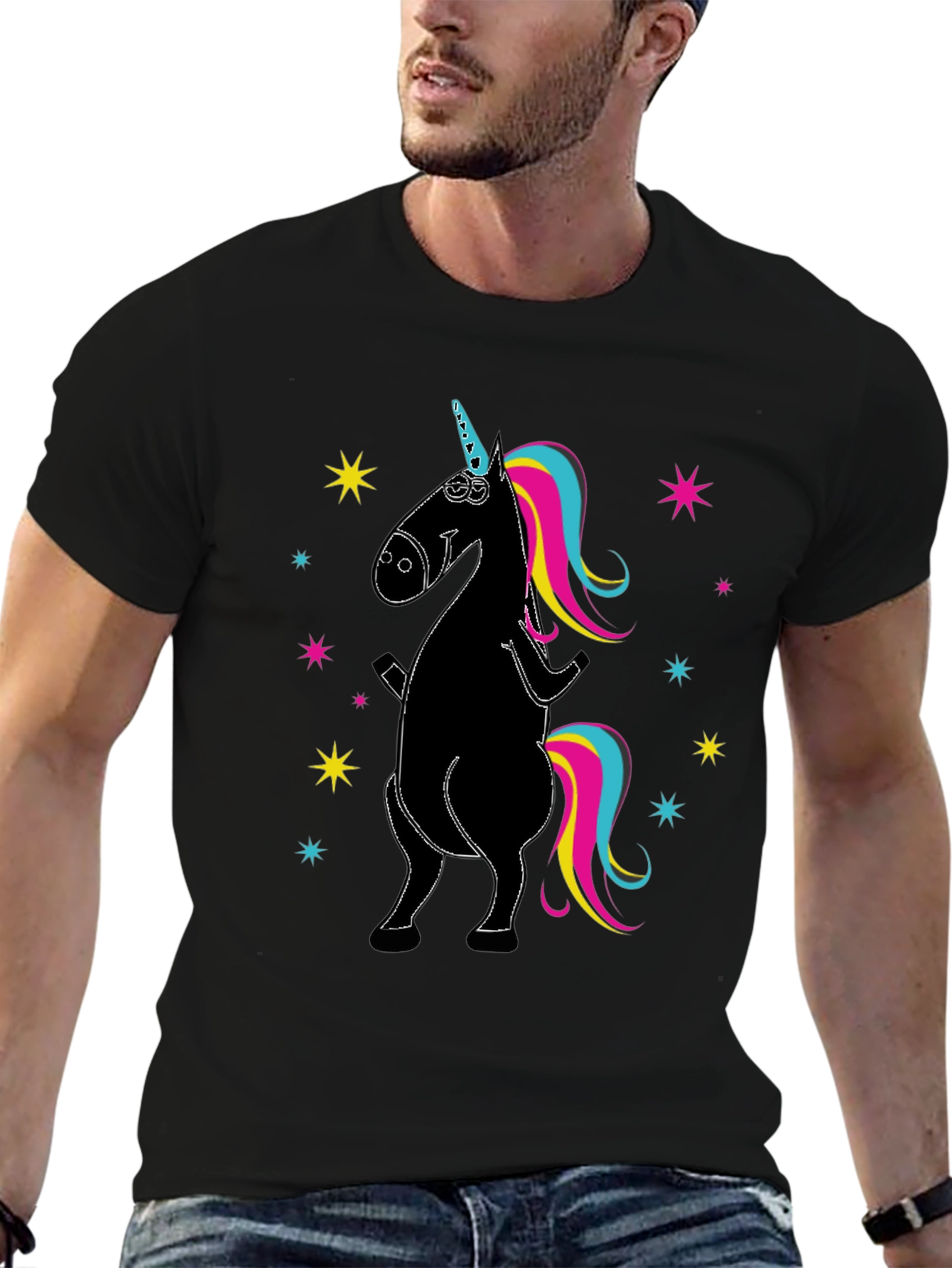 Unicorn Graphic Print Crew Neck T-Shirt