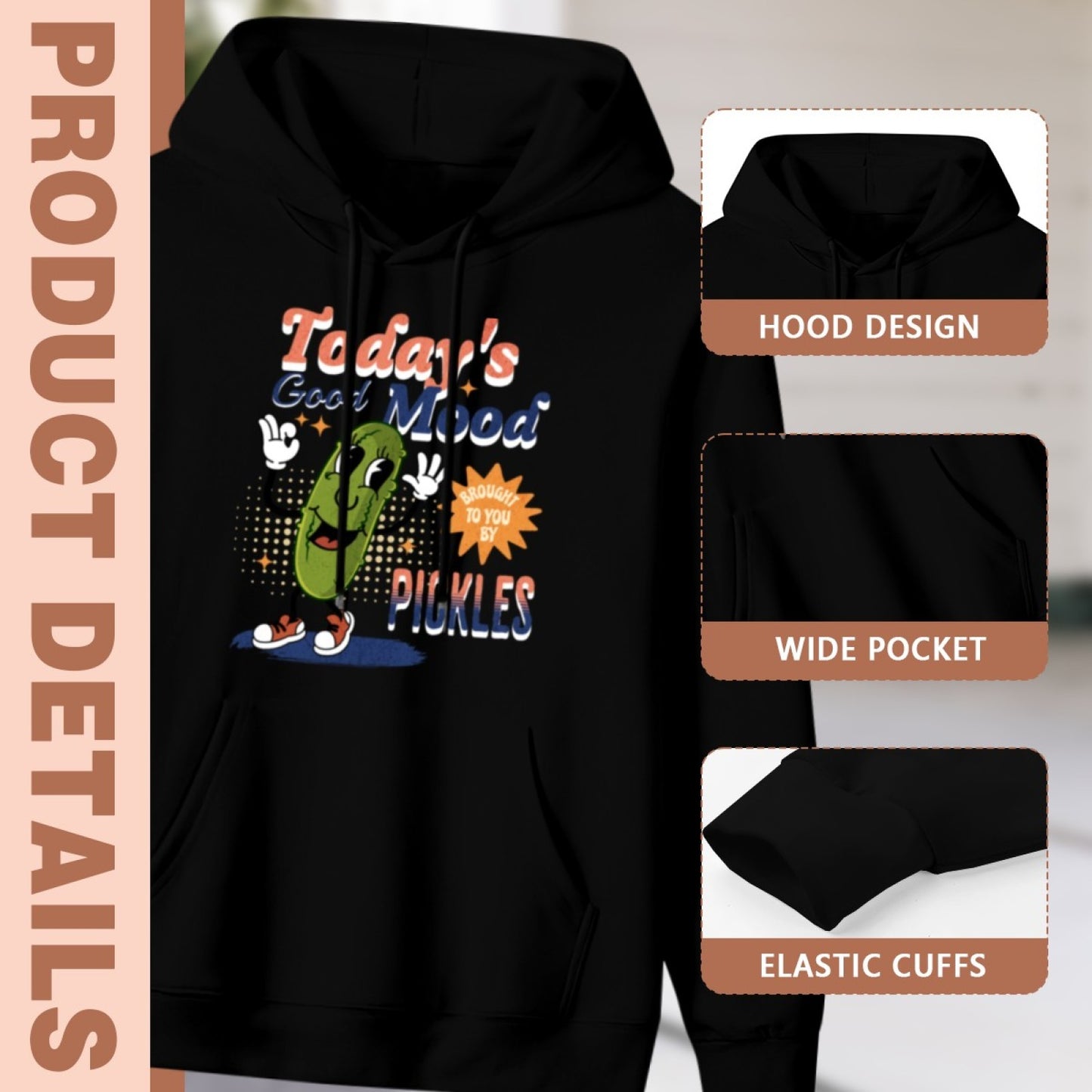 Trendy New Unisex Black Hoodie - Neon Geometric Design - Cozy Pullover - American Direct Shipping