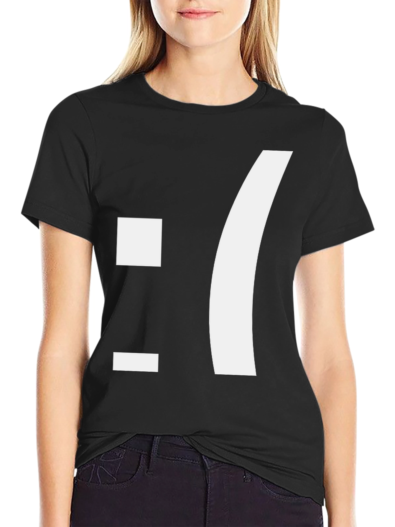 Sad Emoticon T-Shirt - Black