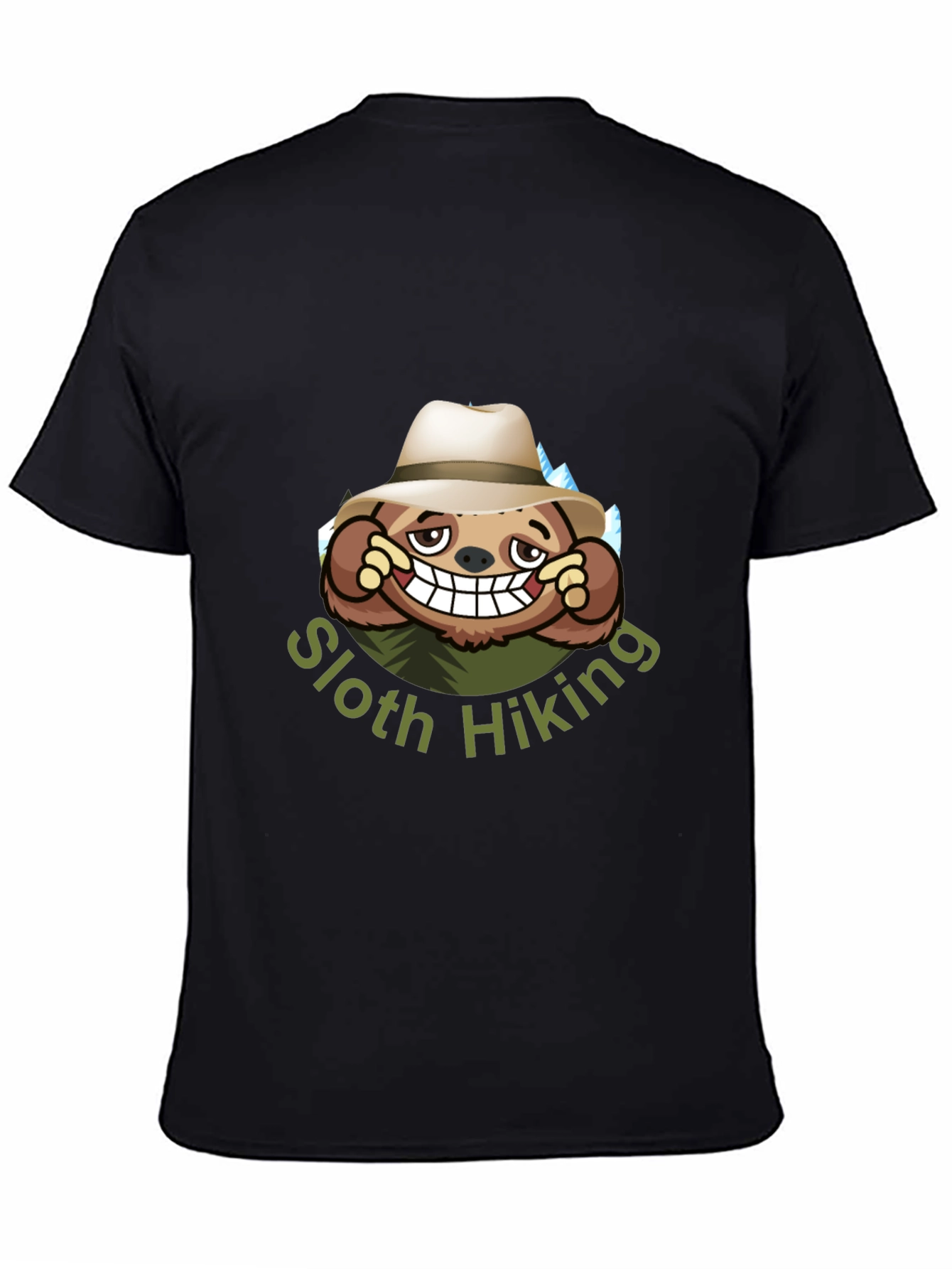 Sloth Hiking Graphic Tee - Black Cotton T-Shirt