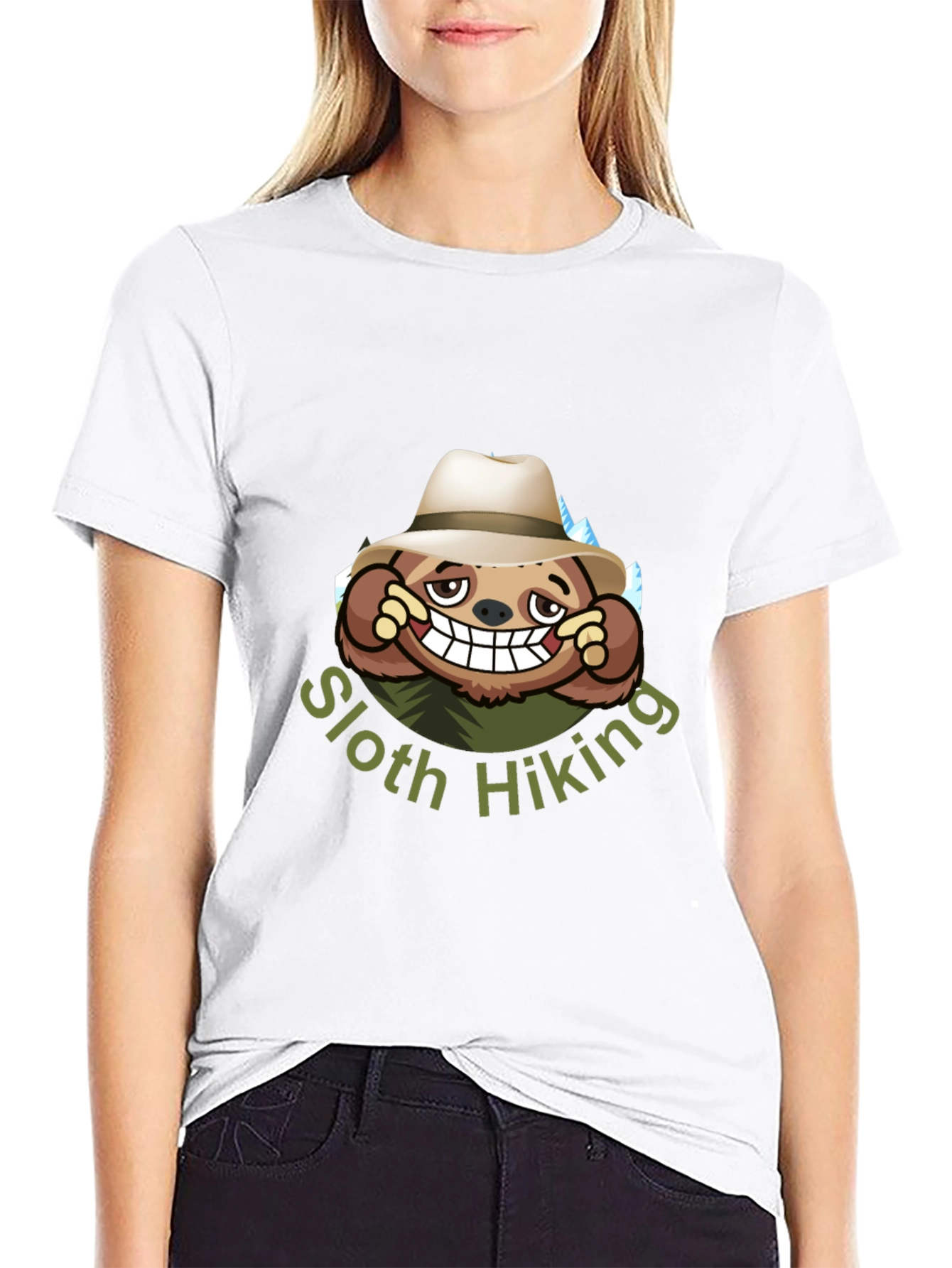 Sloth Hiking Graphic Tee - Black Cotton T-Shirt