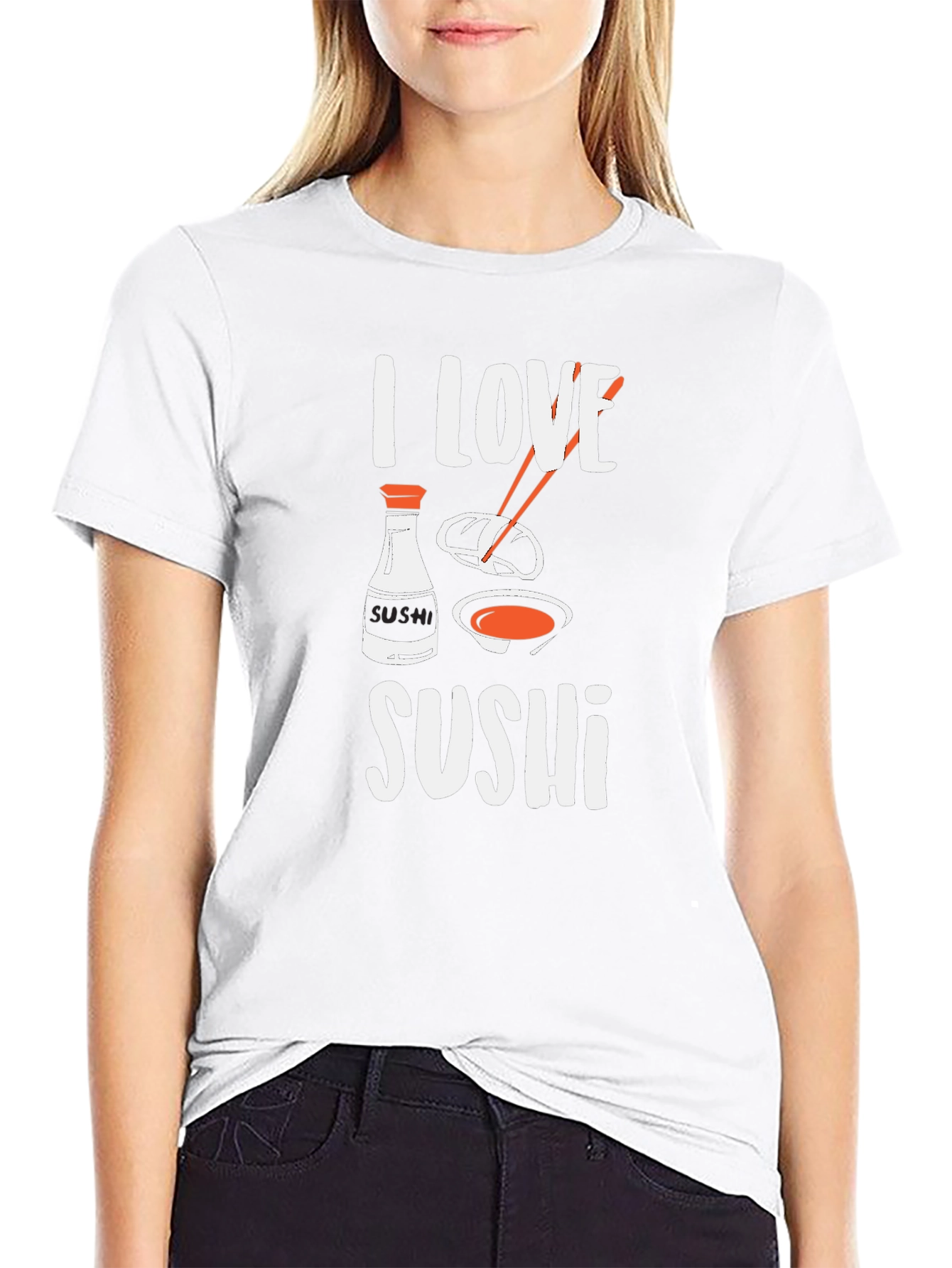 I Love Sushi Graphic Tee - Black Cotton T-Shirt