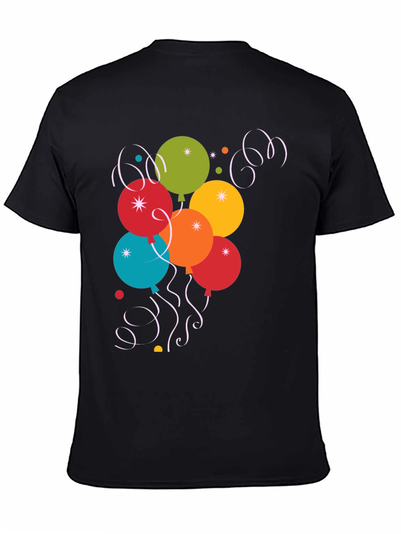Festive Balloon Graphic Tee - Black Cotton Blend