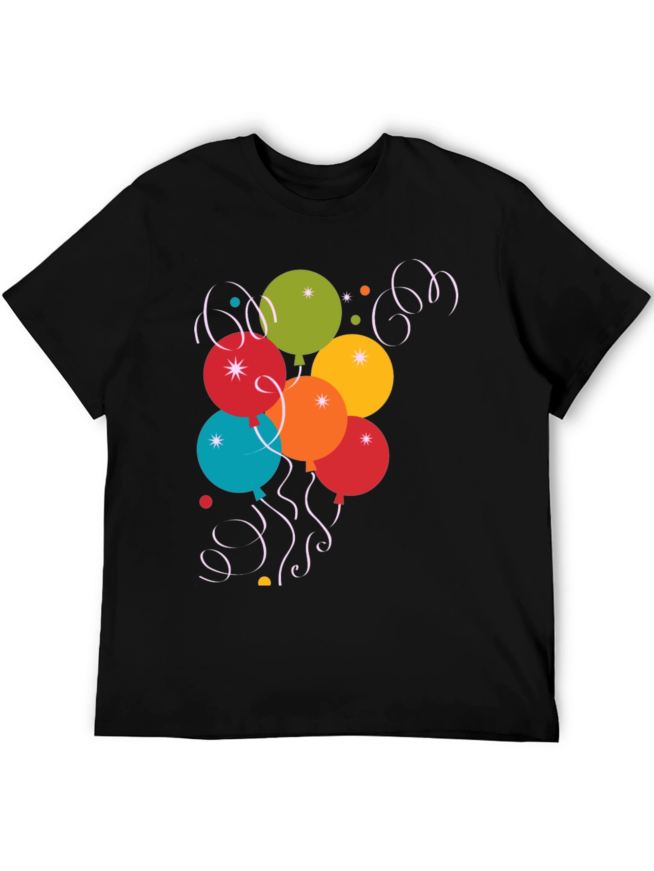 Festive Balloon Graphic Tee - Black Cotton Blend