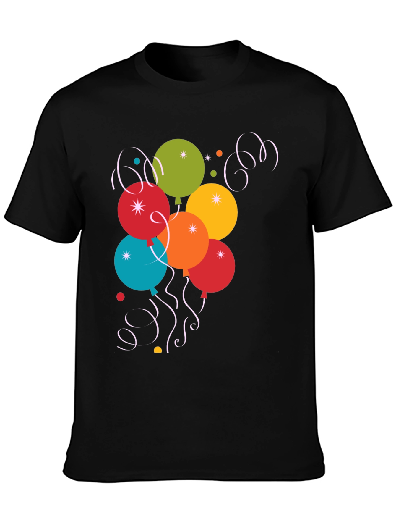 Festive Balloon Graphic Tee - Black Cotton Blend