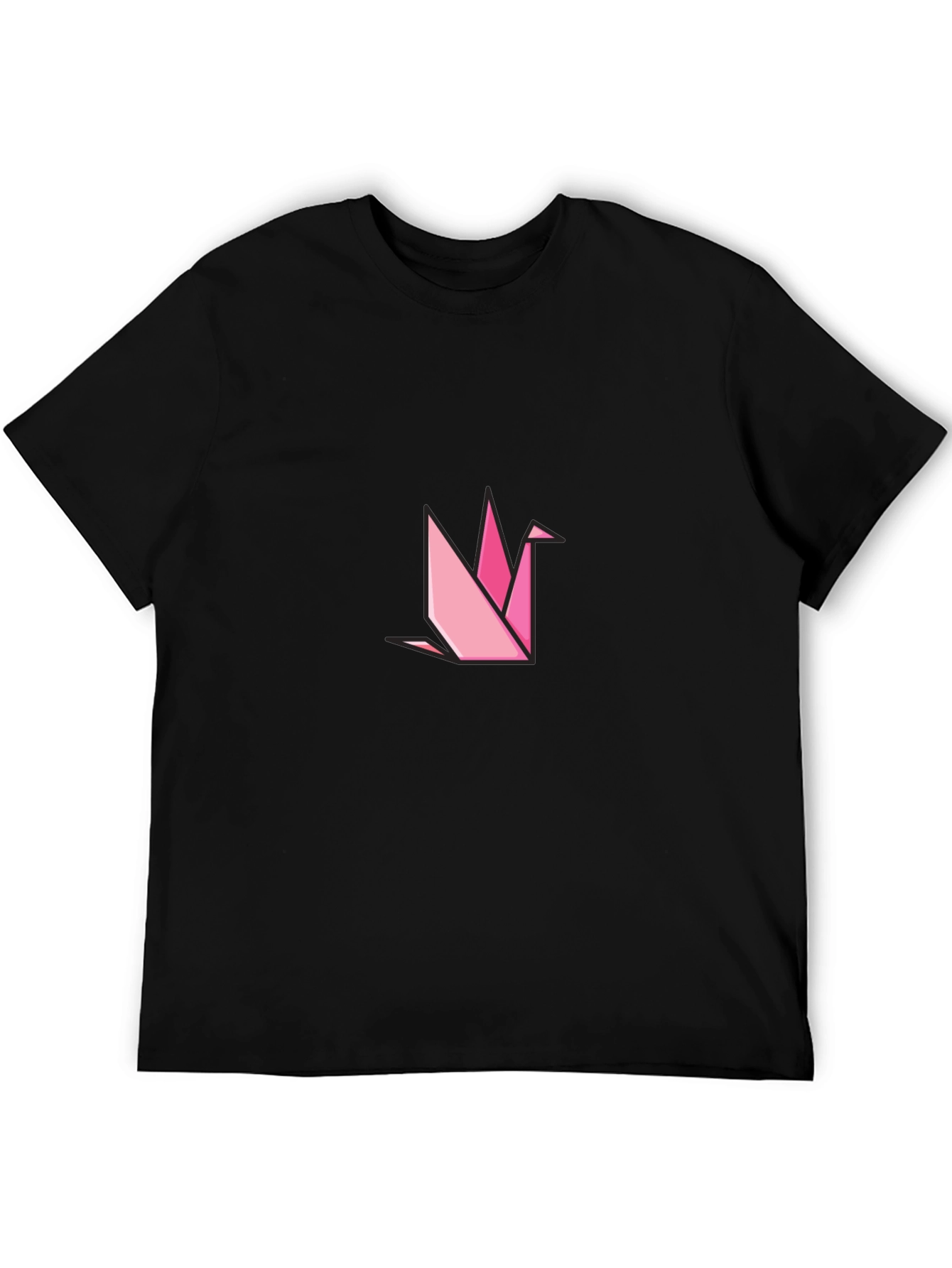 Geometric Origami Crane Black T-Shirt