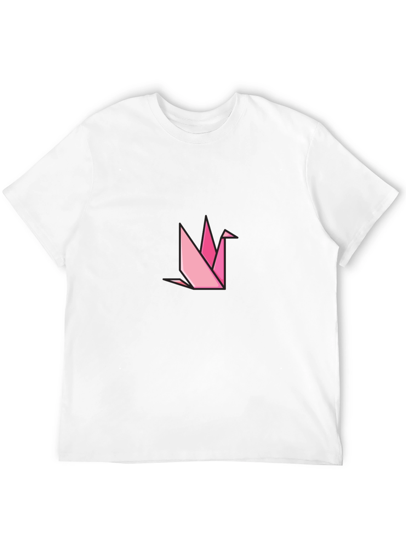 Geometric Origami Crane Black T-Shirt