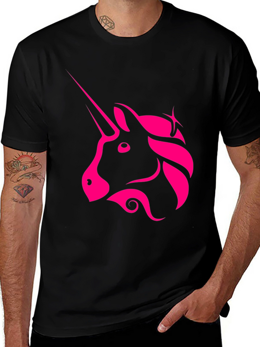 Unicorn Graphic Tee - Black Cotton Casual Shirt