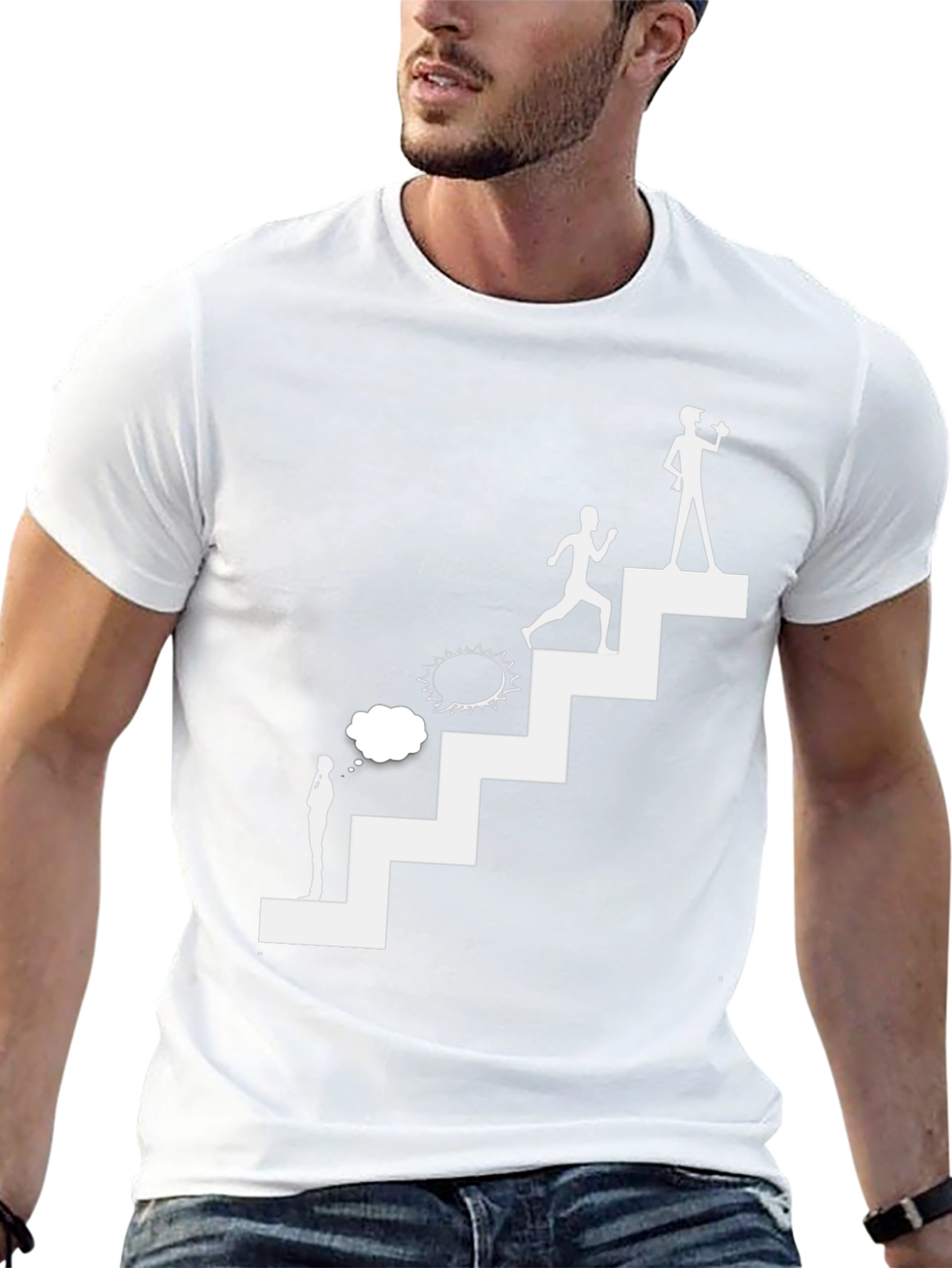 Motivational Steps T-Shirt - Black Graphic Tee