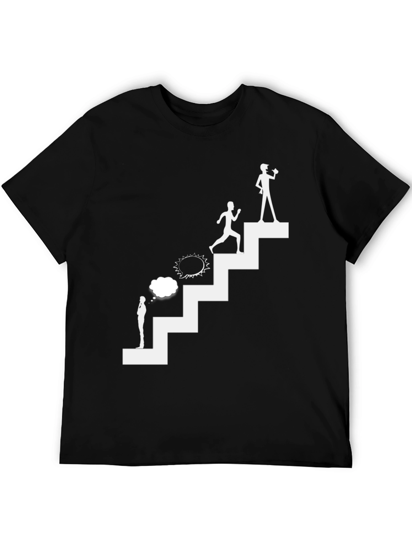 Motivational Steps T-Shirt - Black Graphic Tee