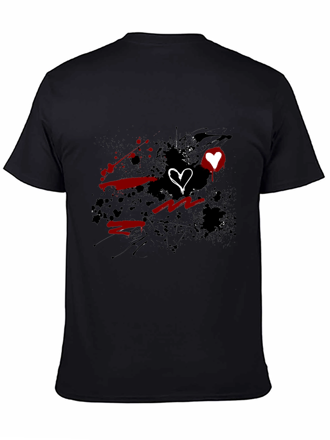 Grunge Heart Graphic Black T-Shirt