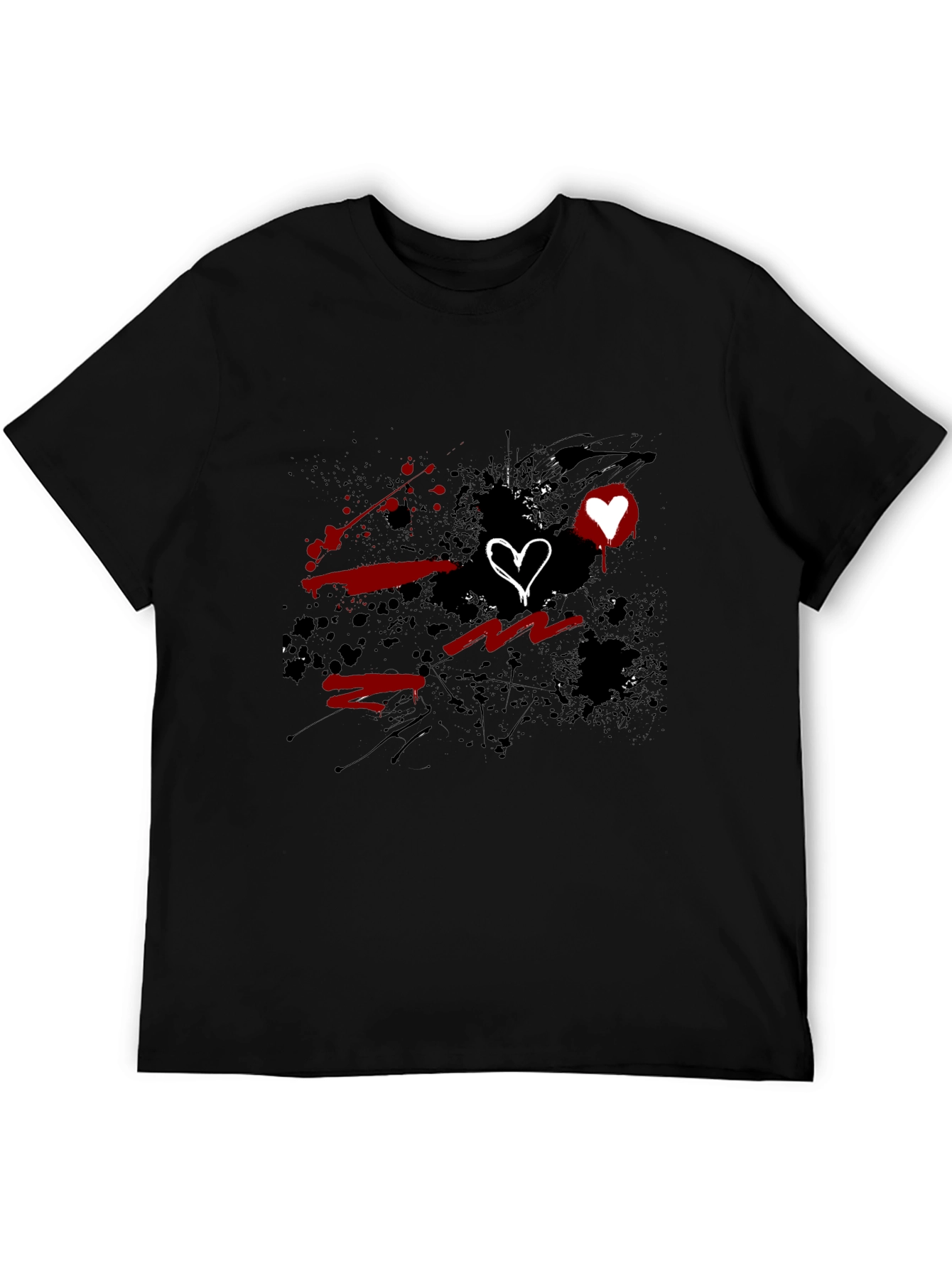 Grunge Heart Graphic Black T-Shirt