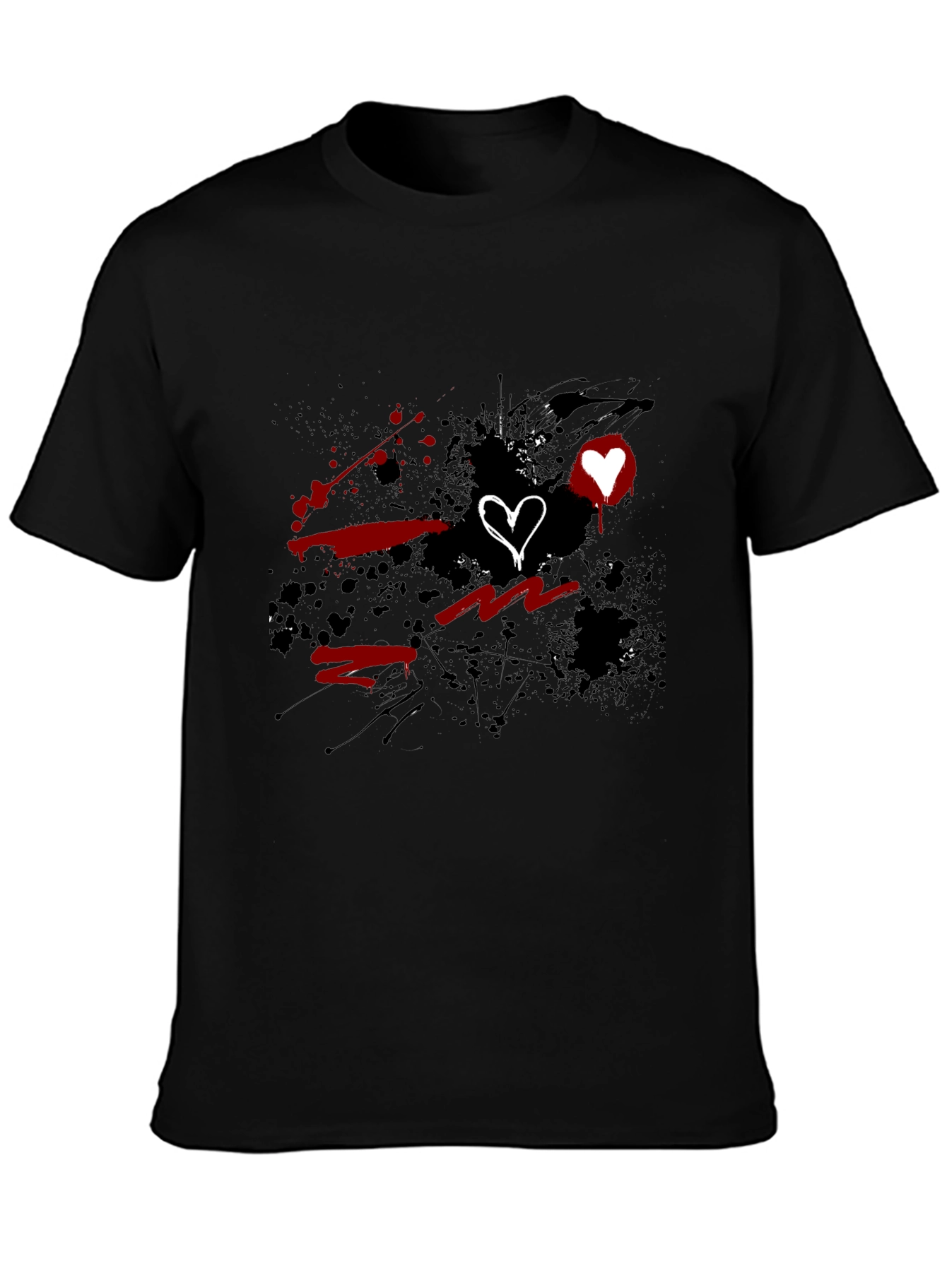 Grunge Heart Graphic Black T-Shirt