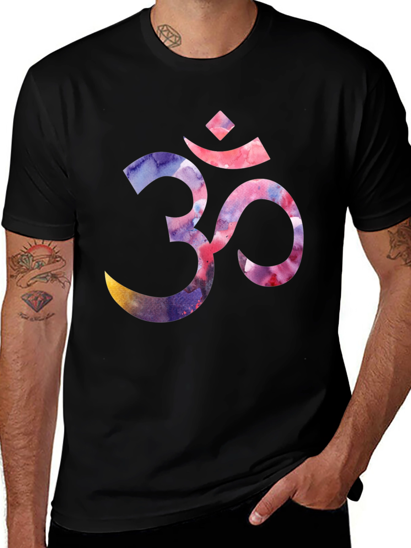 Om Symbol Graphic T-Shirt - Black Crew Neck Tee