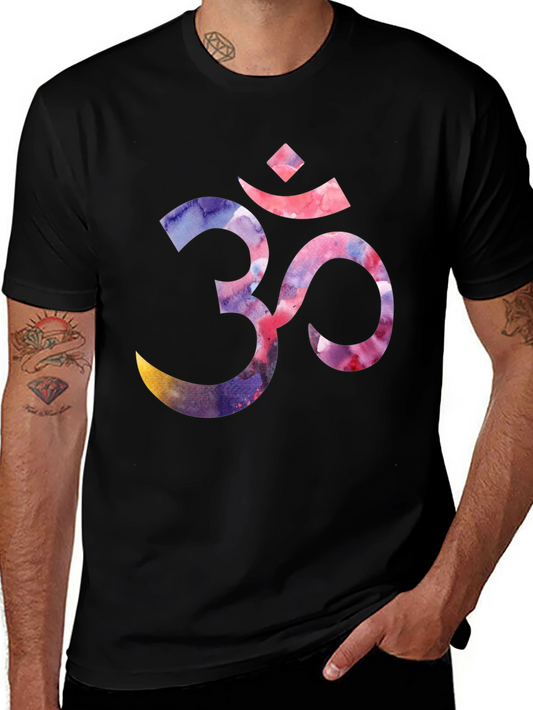 Om Symbol Graphic T-Shirt - Black Crew Neck Tee