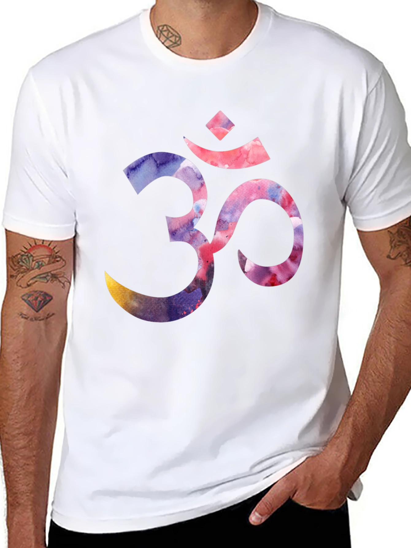 Om Symbol Graphic T-Shirt - Black Crew Neck Tee