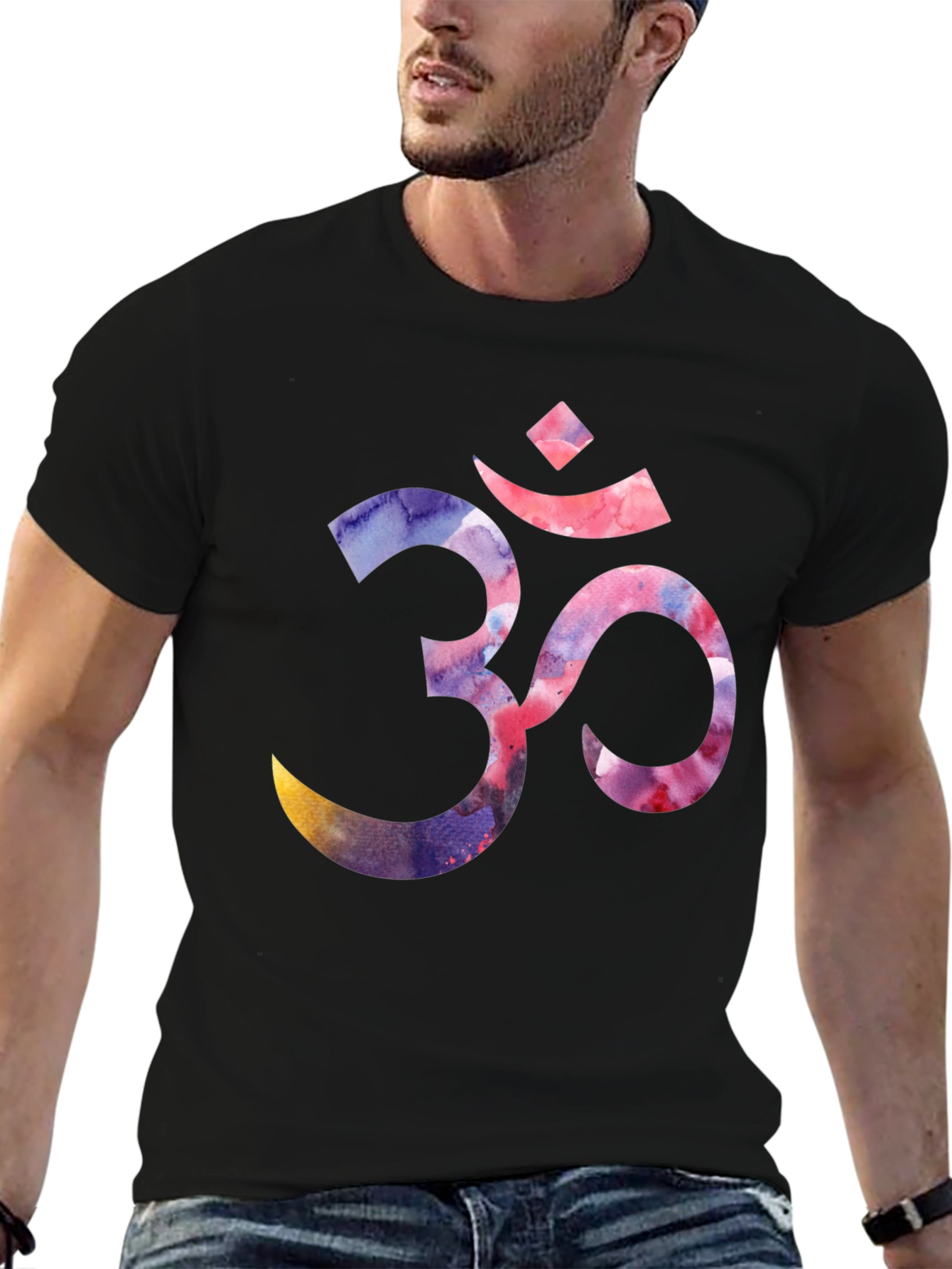 Om Symbol Graphic T-Shirt - Black Crew Neck Tee