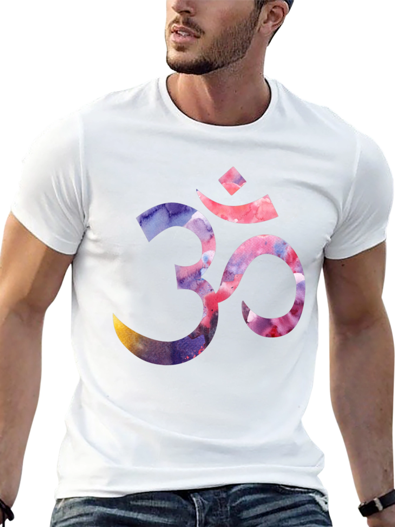 Om Symbol Graphic T-Shirt - Black Crew Neck Tee