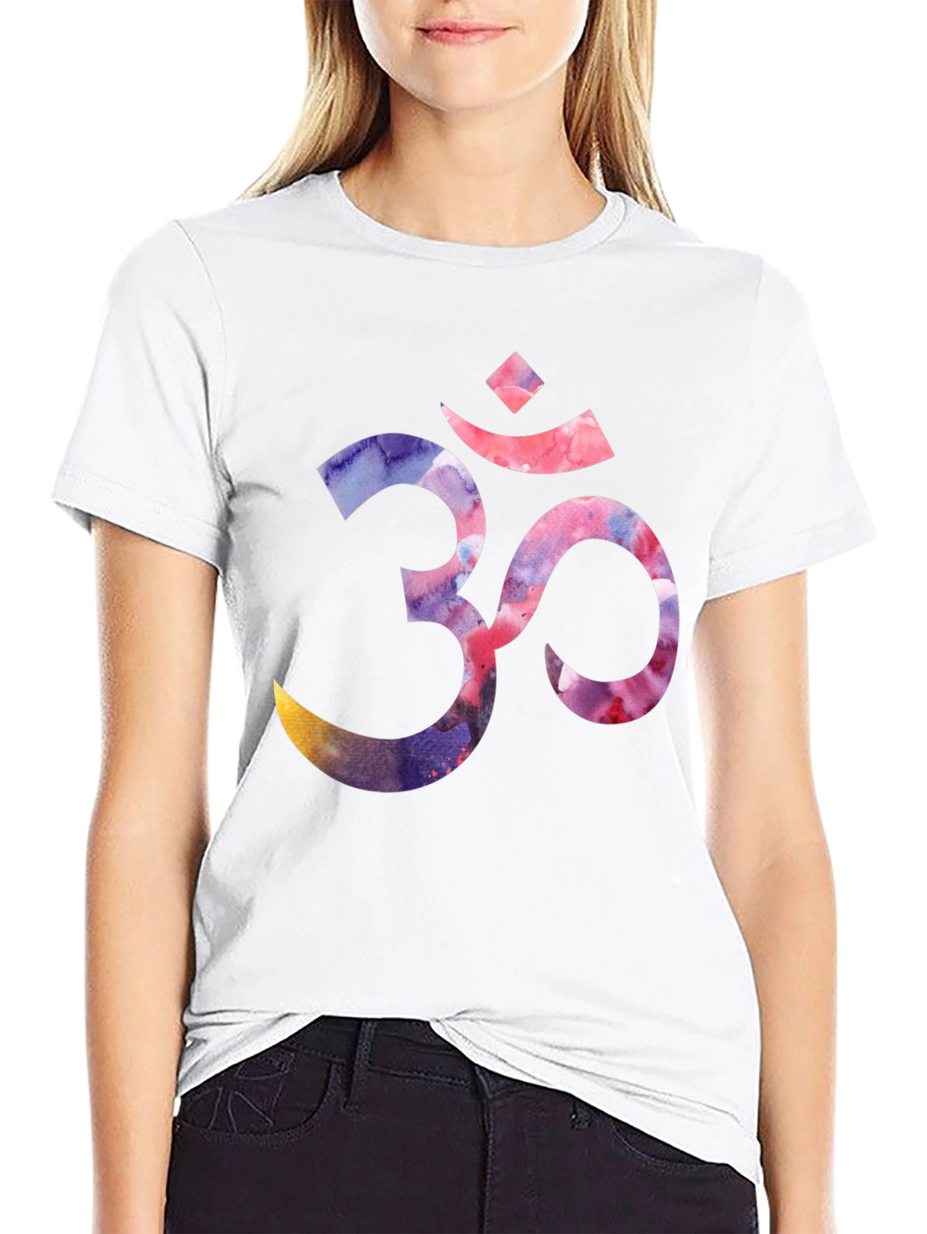 Om Symbol Graphic T-Shirt - Black Crew Neck Tee