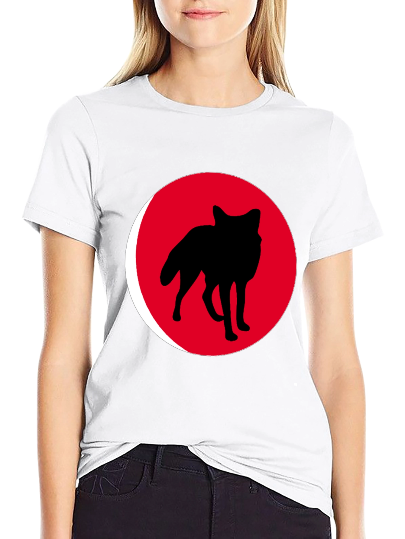 Red Wolf Silhouette Black T-Shirt