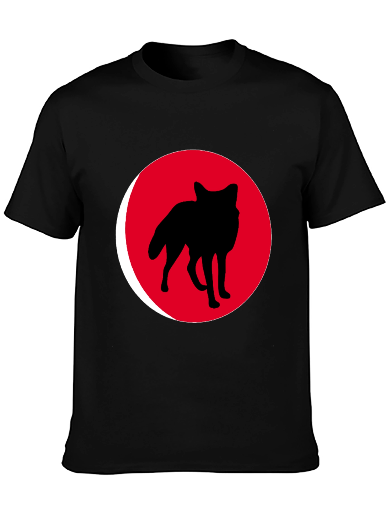 Red Wolf Silhouette Black T-Shirt