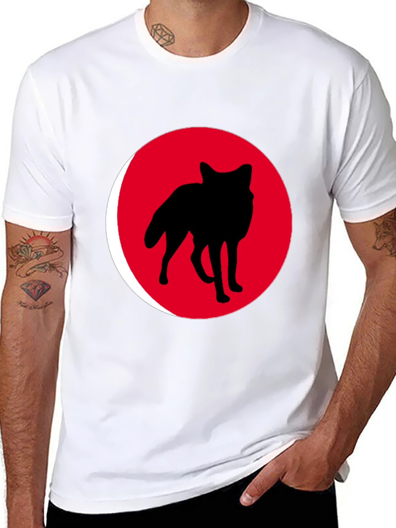 Red Wolf Silhouette Black T-Shirt
