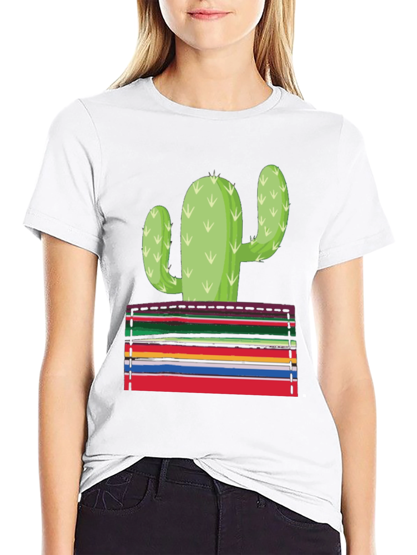 Cactus Serape Pocket Graphic T-Shirt