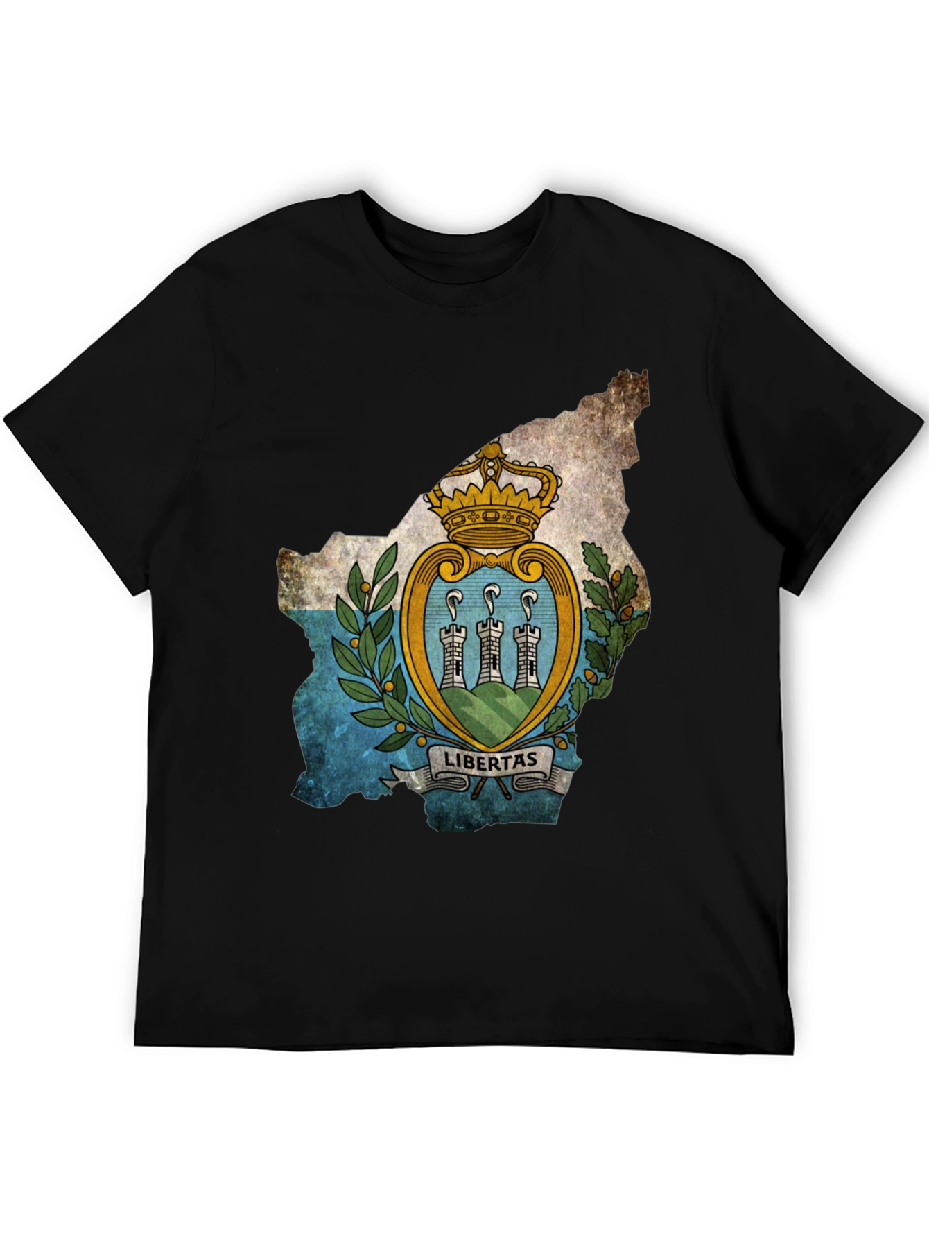 San Marino Flag Map T-Shirt - Black