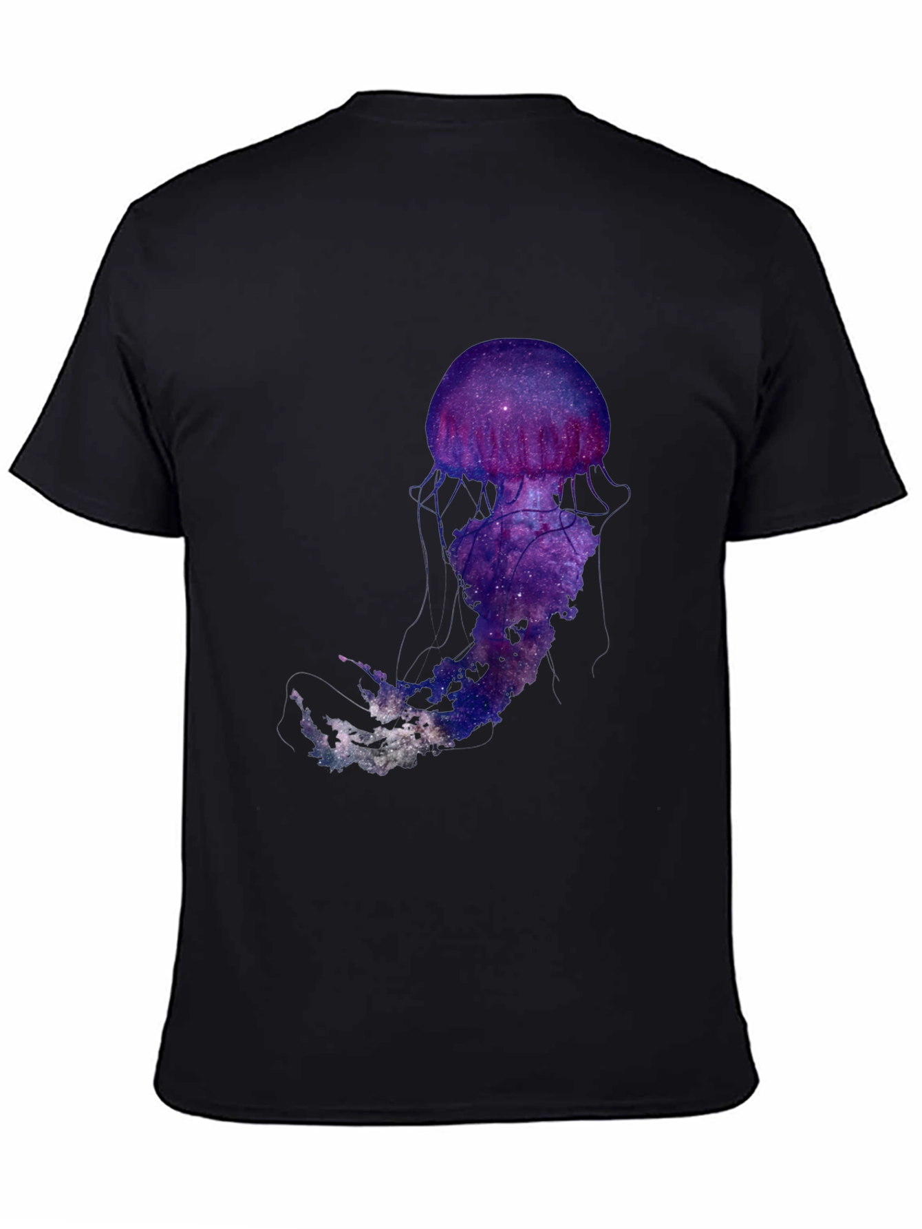Galaxy Jellyfish Graphic T-Shirt - Black Cotton Blend