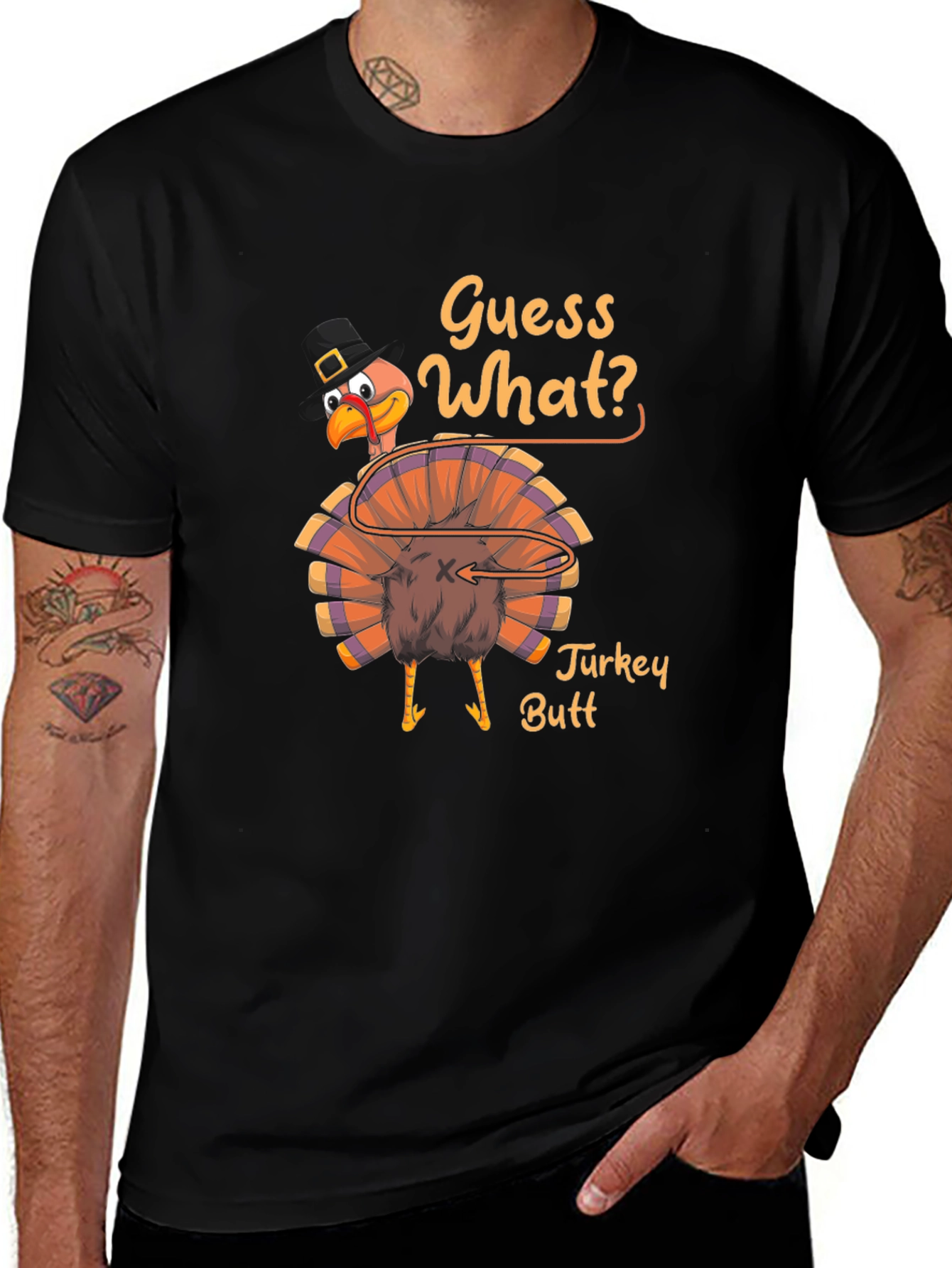 Guess What? Turkey Butt Thanksgiving Graphic T-Shirt