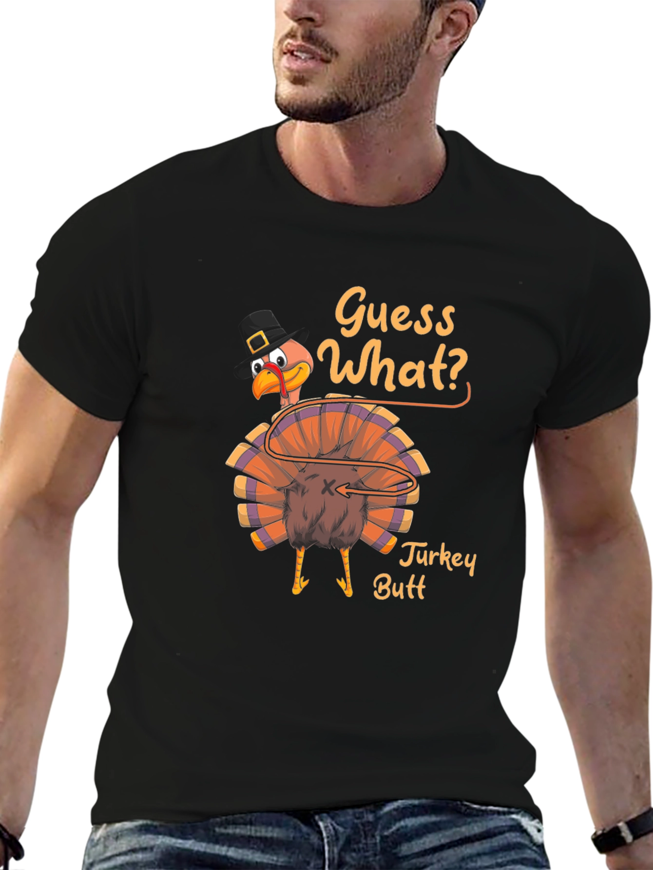 Guess What? Turkey Butt Thanksgiving Graphic T-Shirt