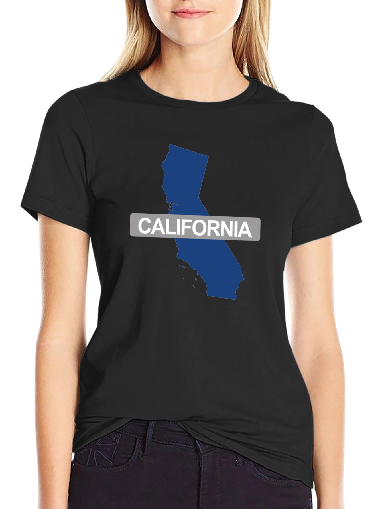 California State Map T-Shirt - Black