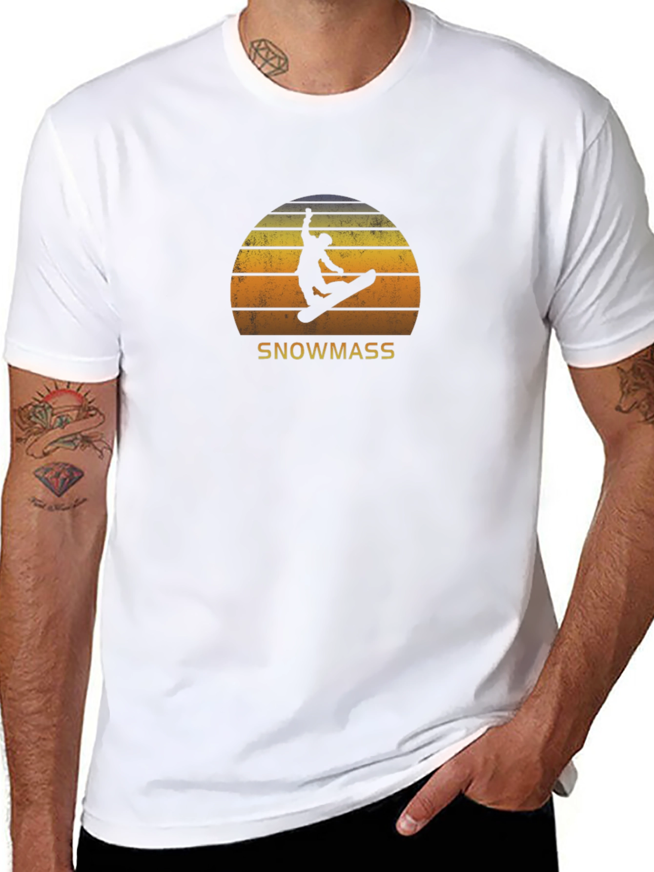 Snowmass Retro Sunset Snowboarder T-Shirt