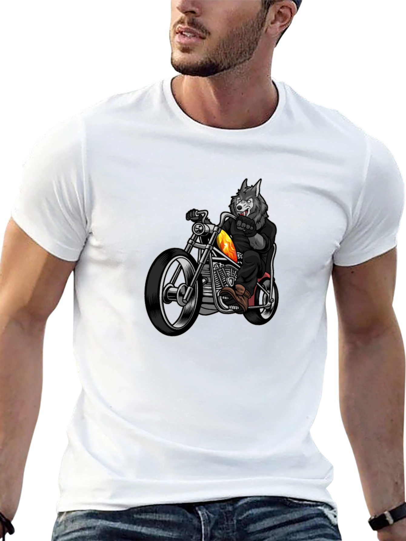 Wolf Rider T-Shirt - Cool Motorcycle Tee