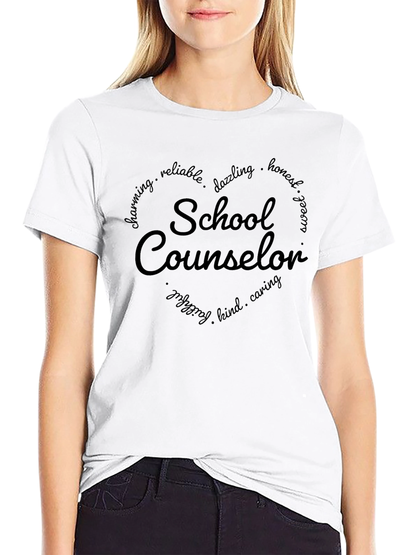 School Counselor T-Shirt - Heart Graphic