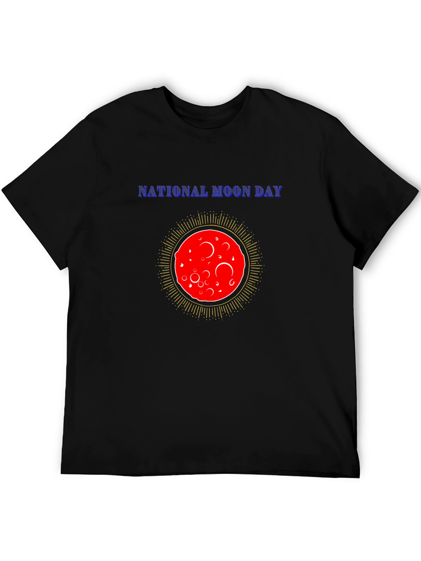 National Moon Day T-Shirt Black Cotton Tee