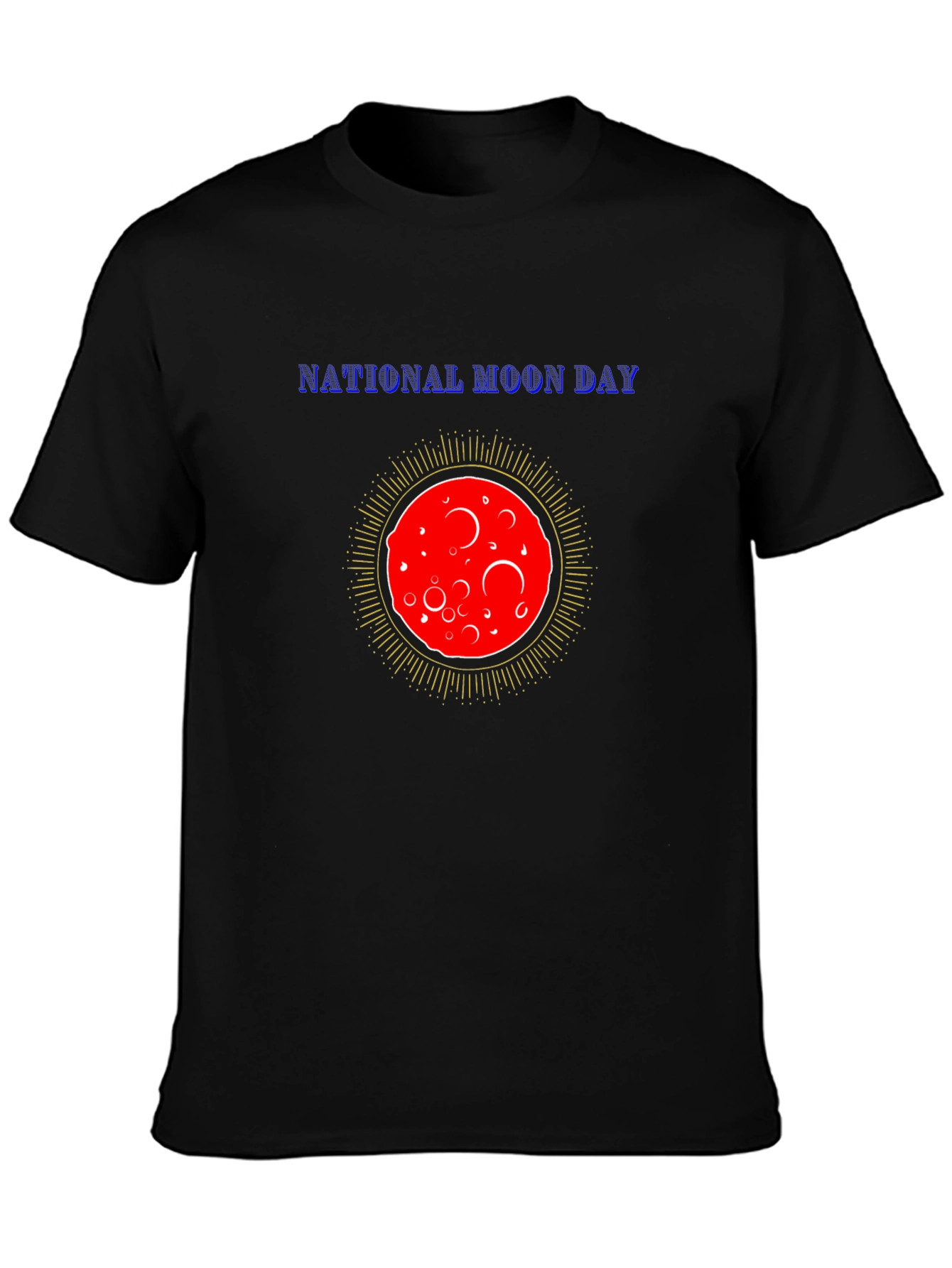 National Moon Day T-Shirt Black Cotton Tee