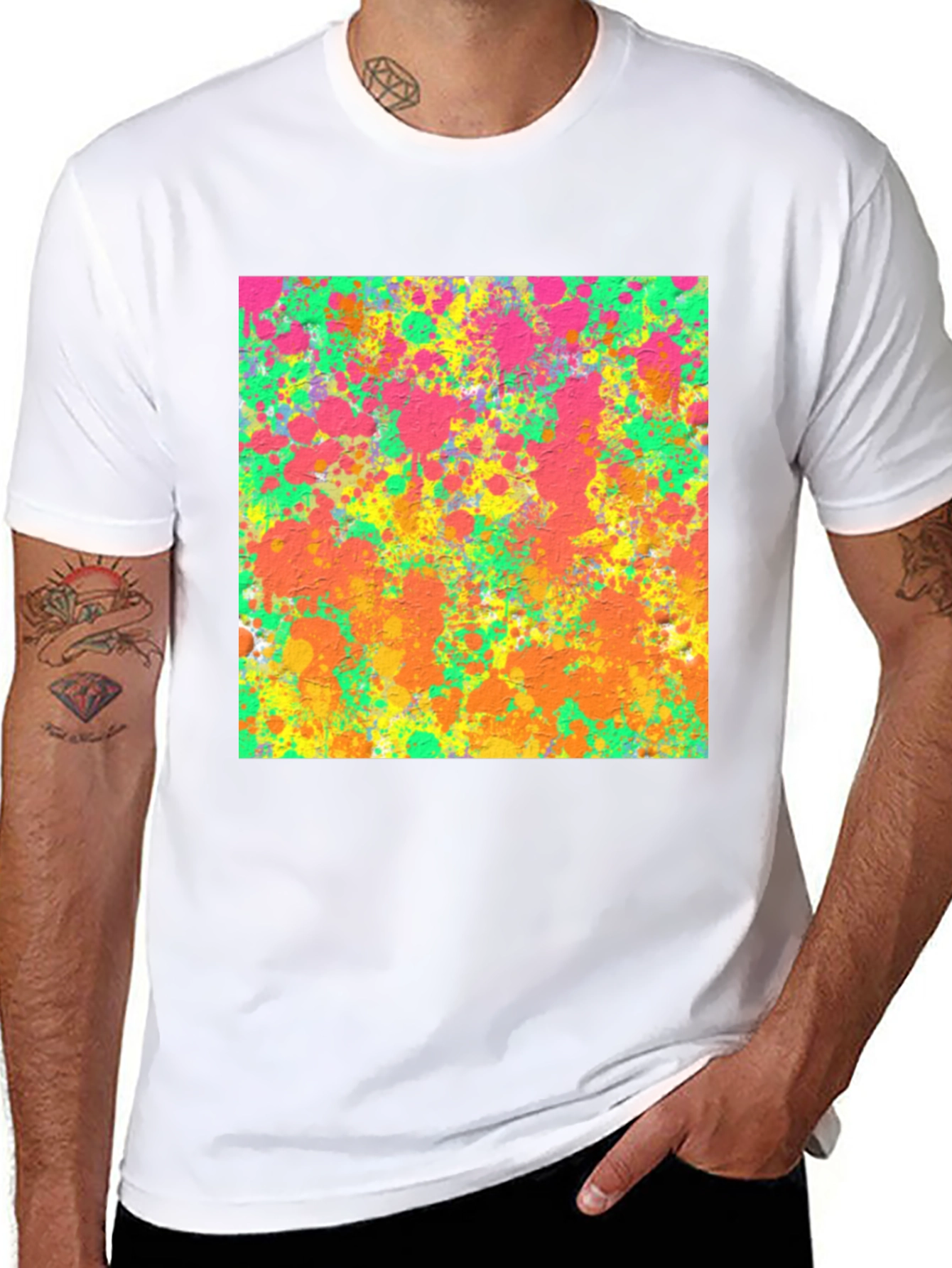 Abstract Splatter Art Black T-Shirt