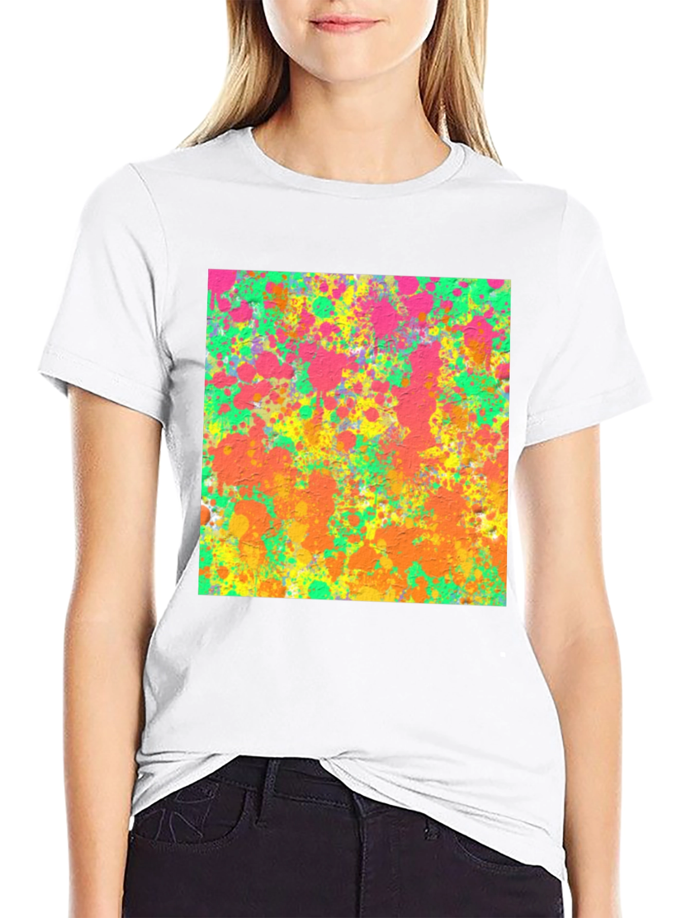 Abstract Splatter Art Black T-Shirt