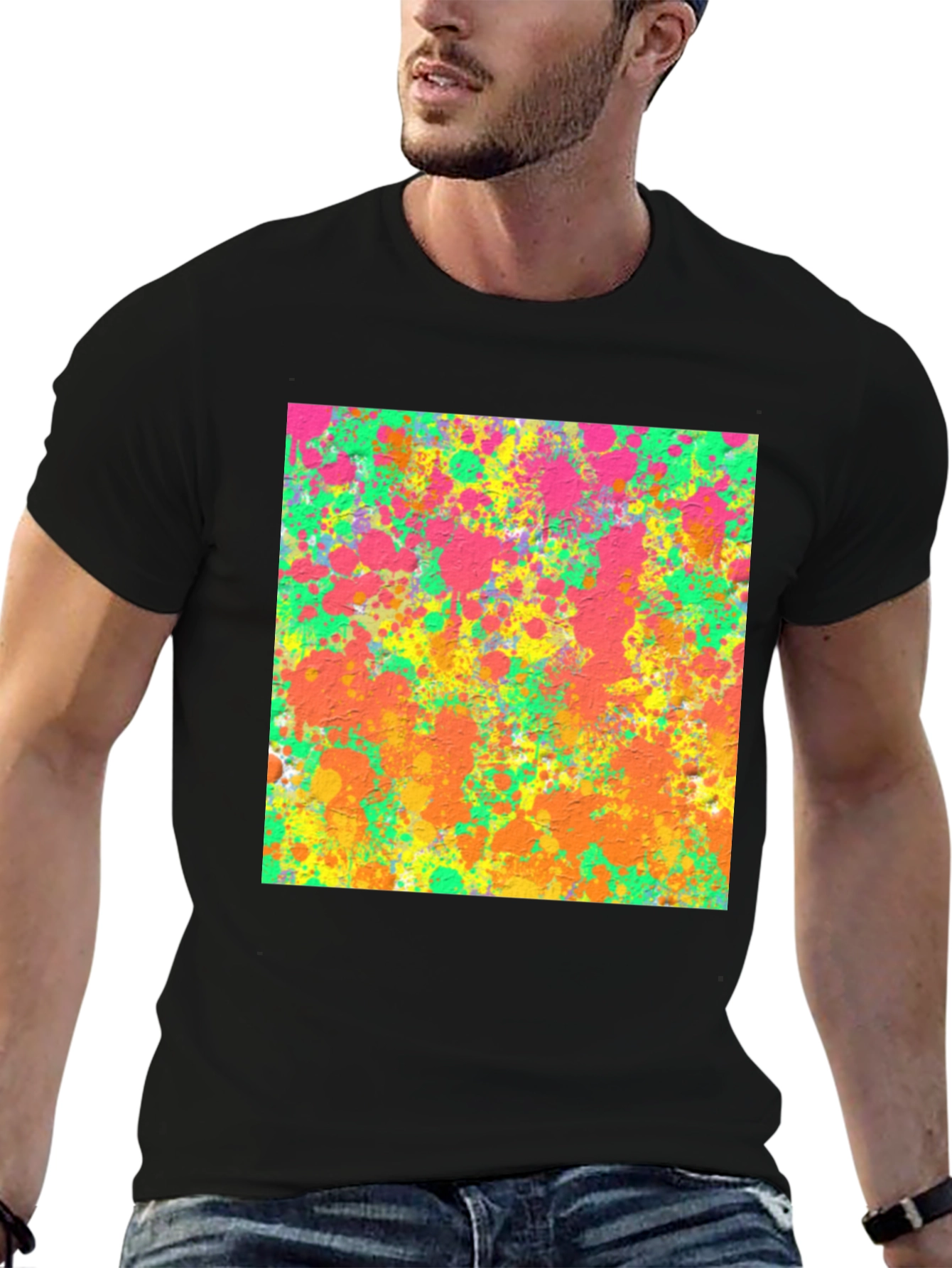 Abstract Splatter Art Black T-Shirt