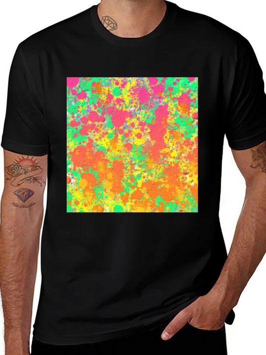 Abstract Splatter Art Black T-Shirt