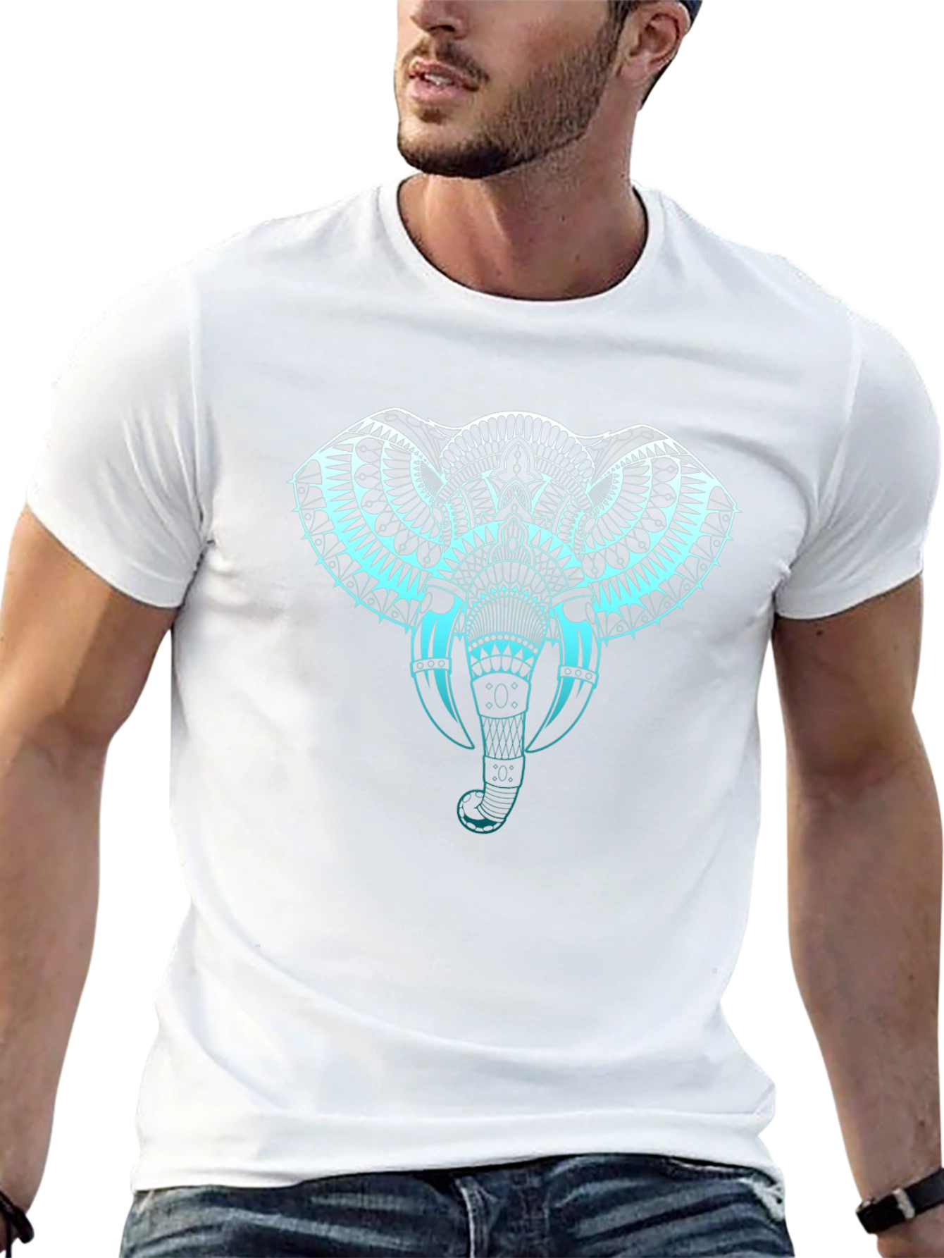 Elephant Graphic Print T-Shirt - Black
