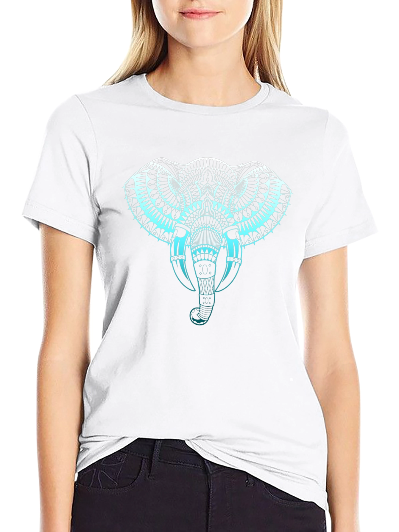 Elephant Graphic Print T-Shirt - Black