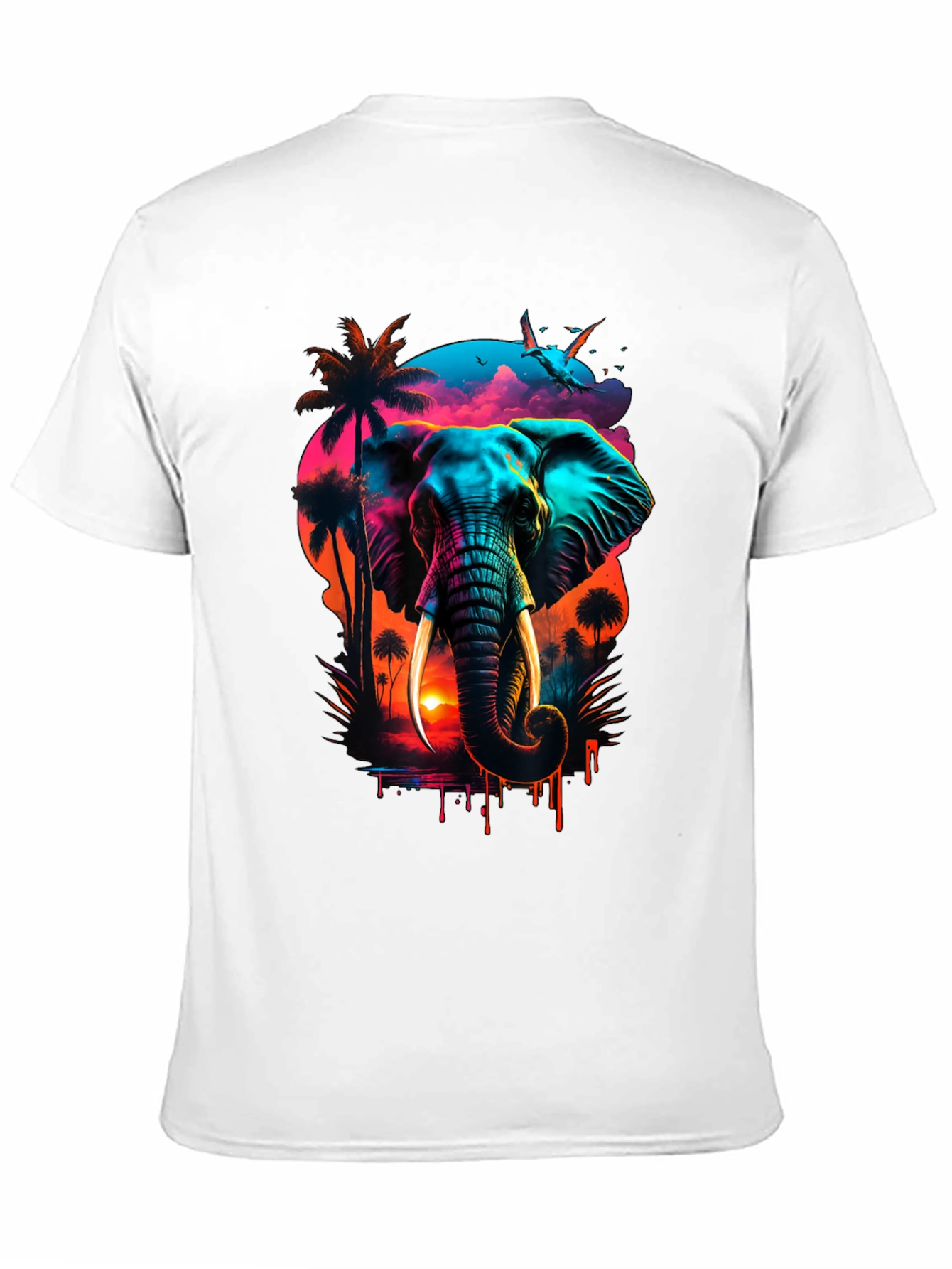 Neon Elephant Sunset Graphic Tee