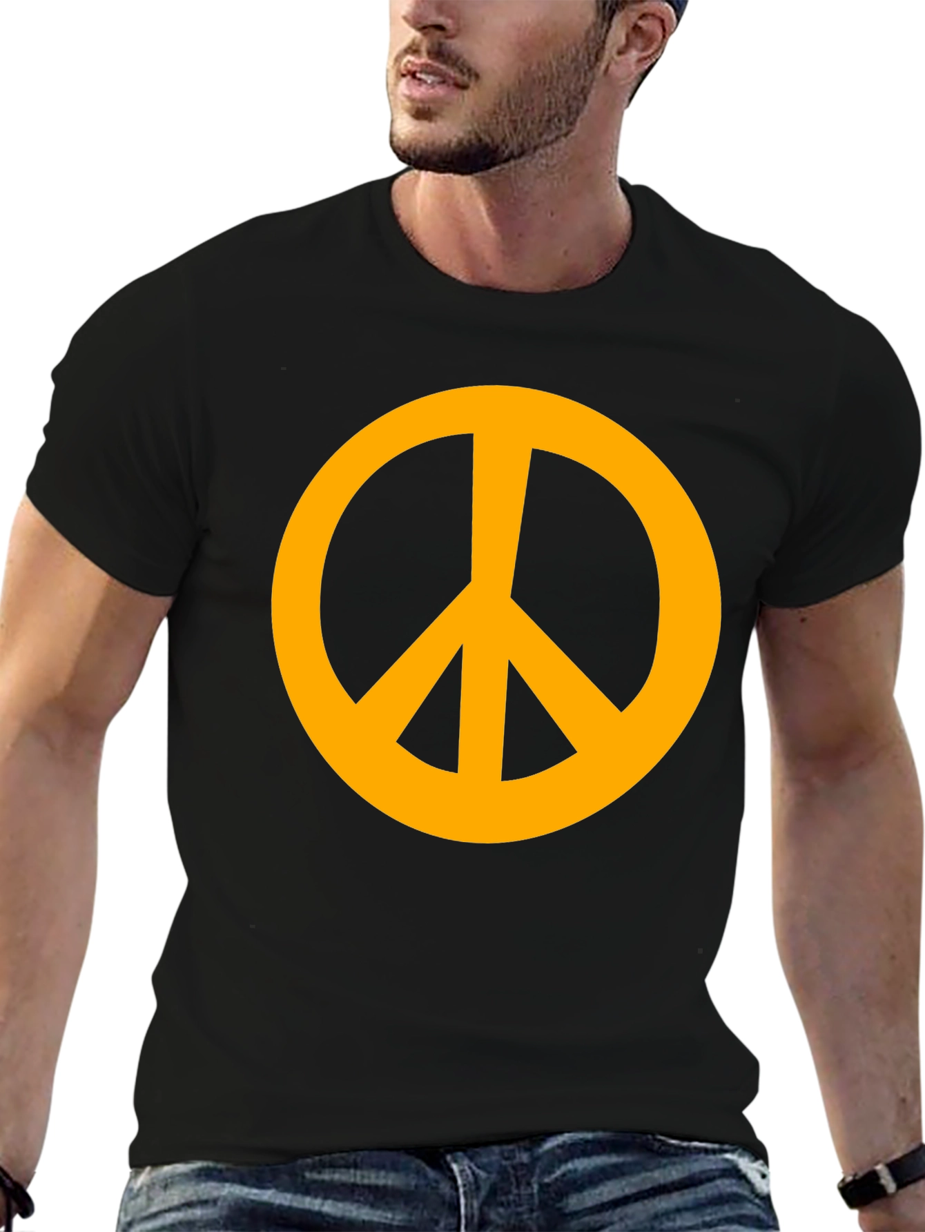 Retro Peace Sign Graphic Tee - Black