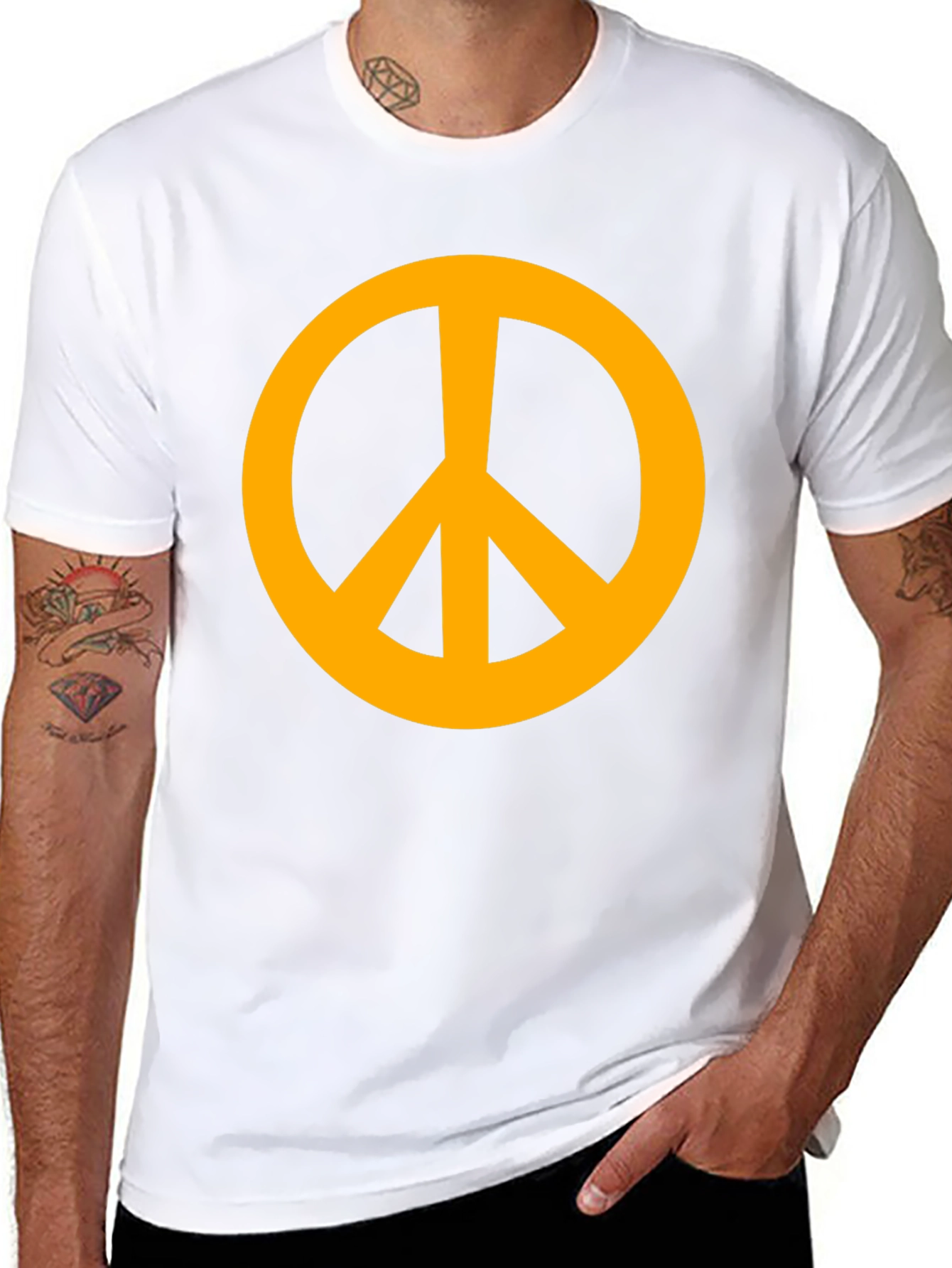 Retro Peace Sign Graphic Tee - Black