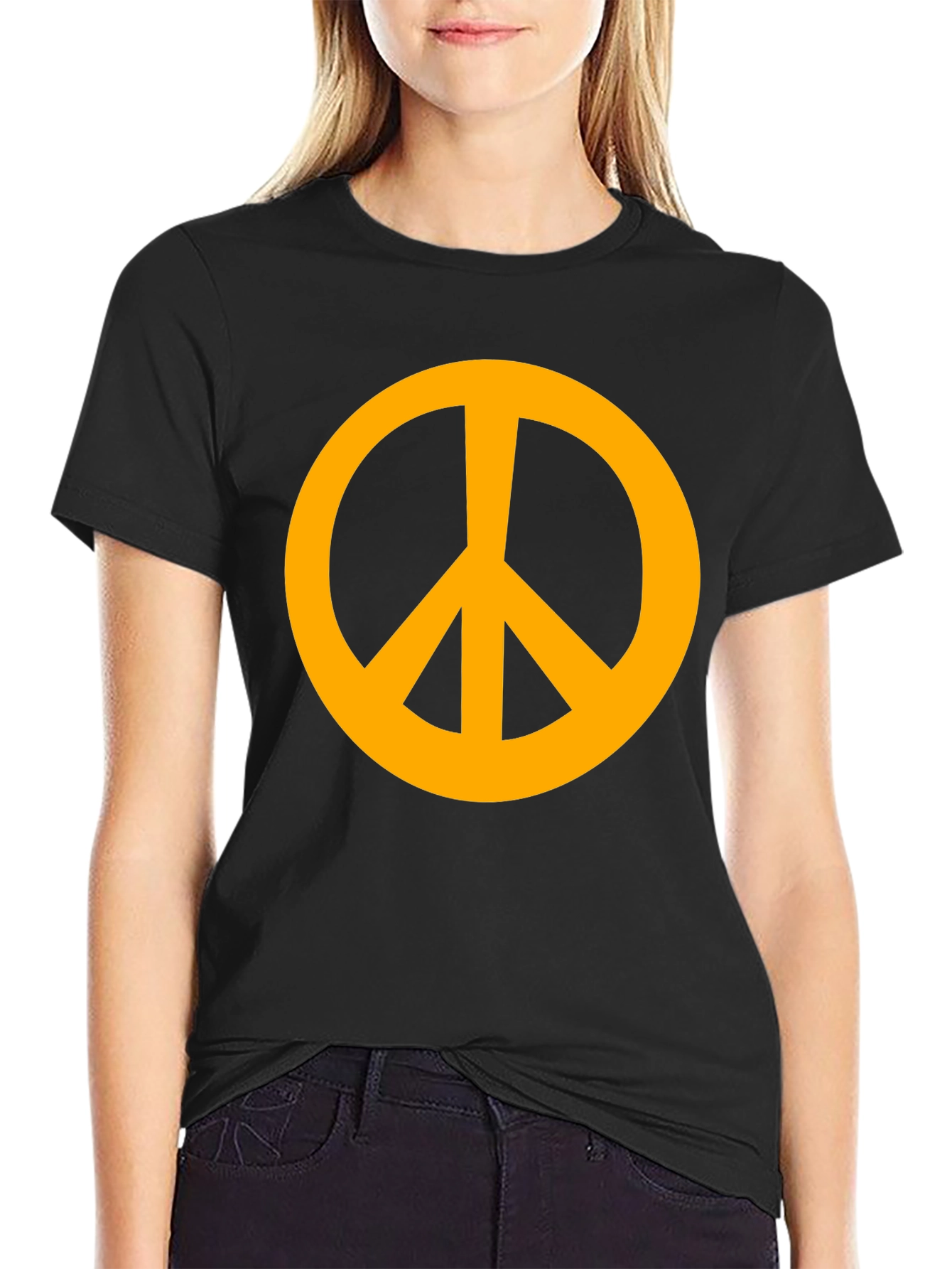 Retro Peace Sign Graphic Tee - Black