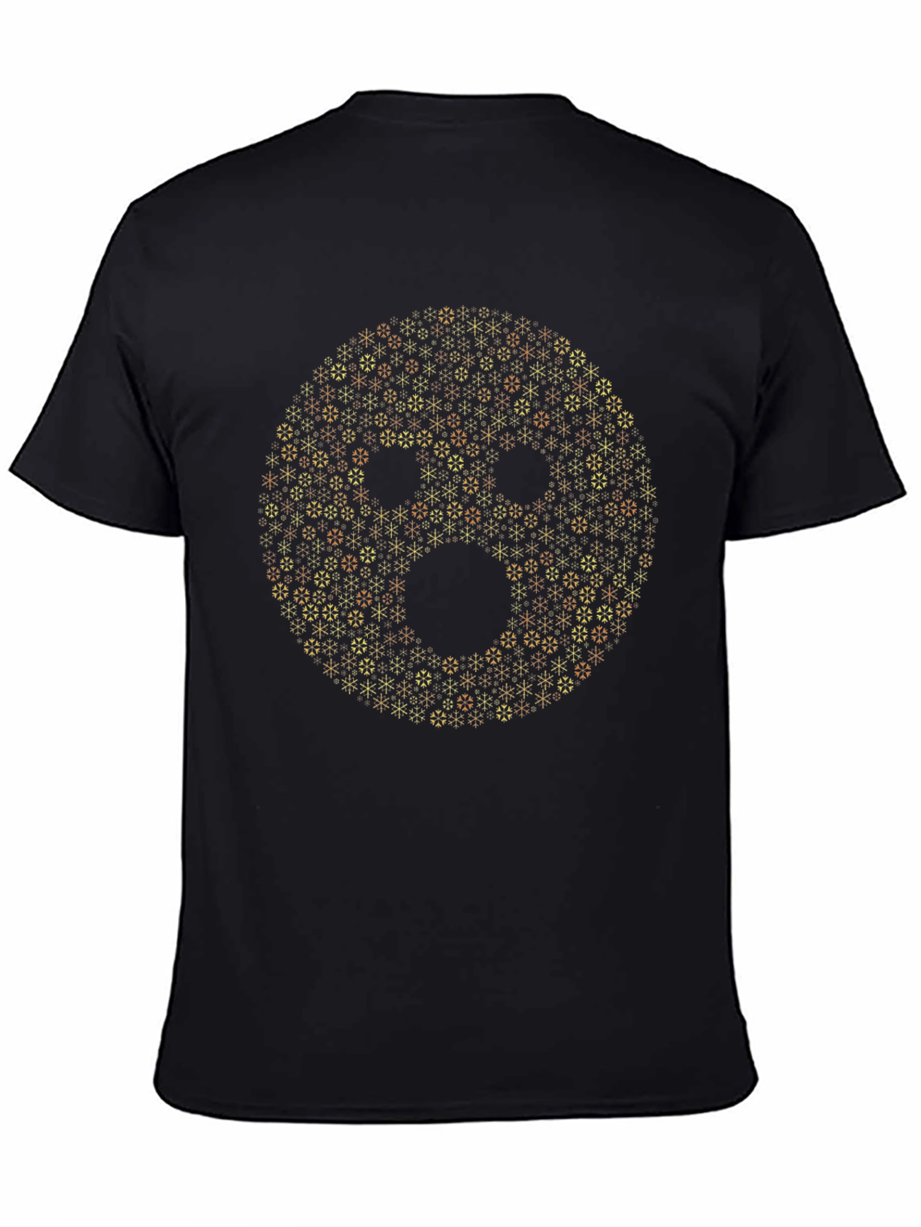 Geometric Smiley Face Graphic Tee - Black Cotton T-Shirt