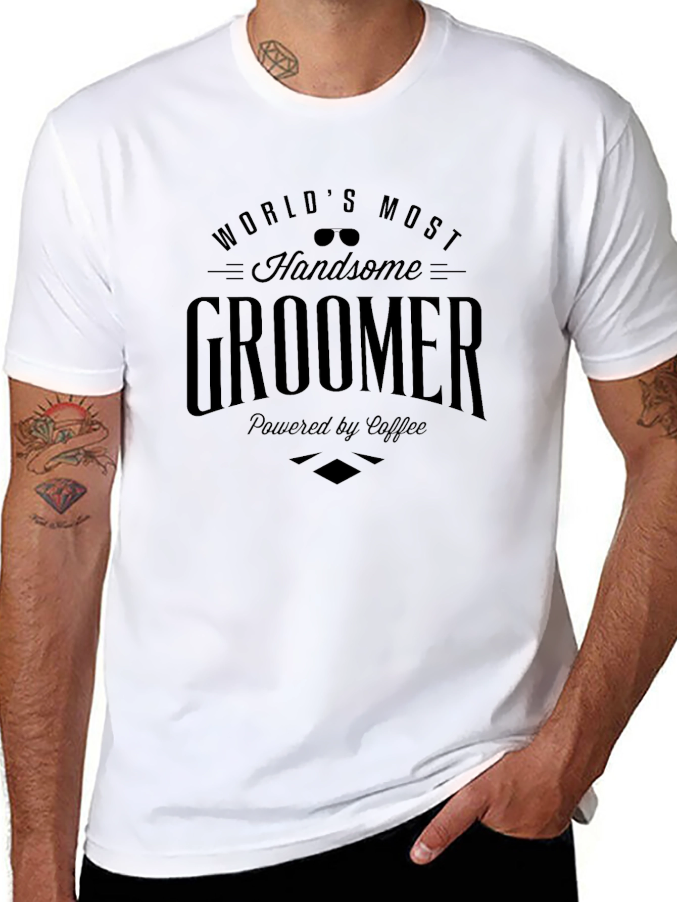 Worlds Most Handsome Groomer T-Shirt - Coffee Powered